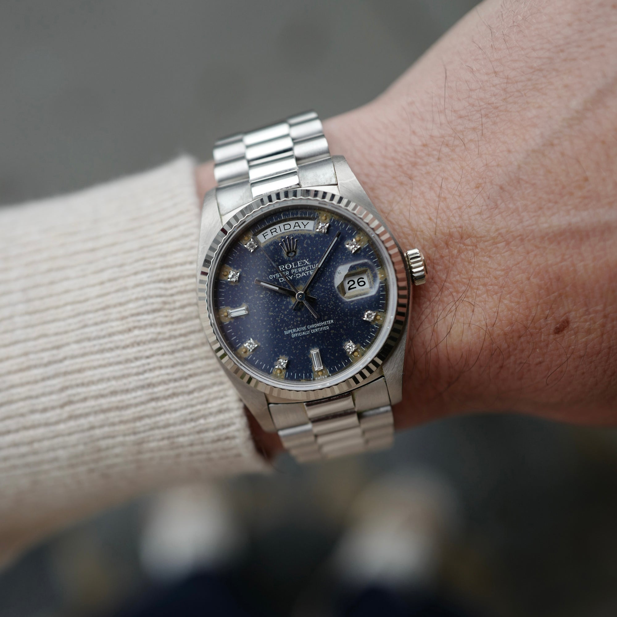 Rolex White Gold Day-Date Ref. 18039 with Attractive Tropical Dial (New Arrival)