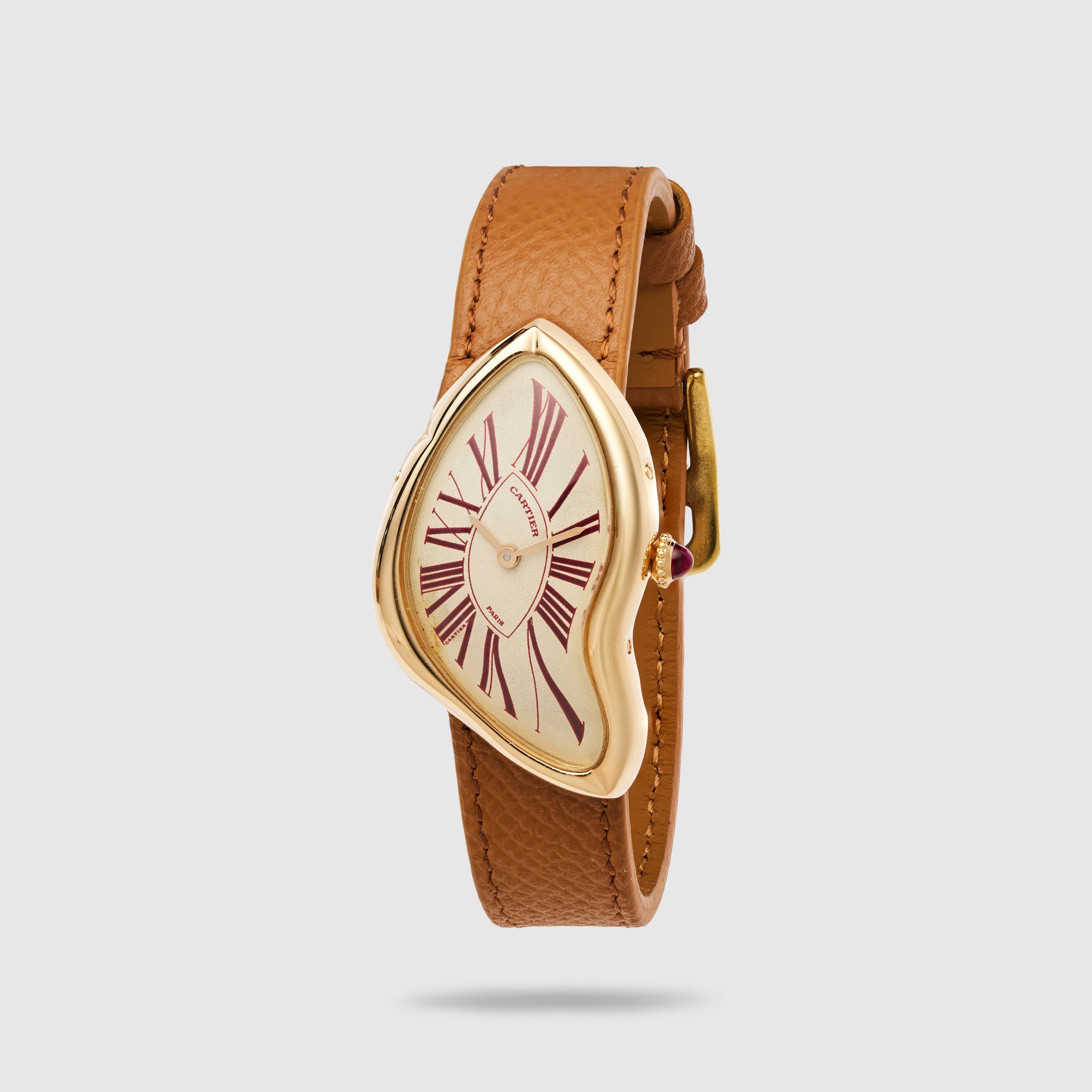 Cartier Pink Gold Crash with Unusual Burgundy Numerals, Circa 1994