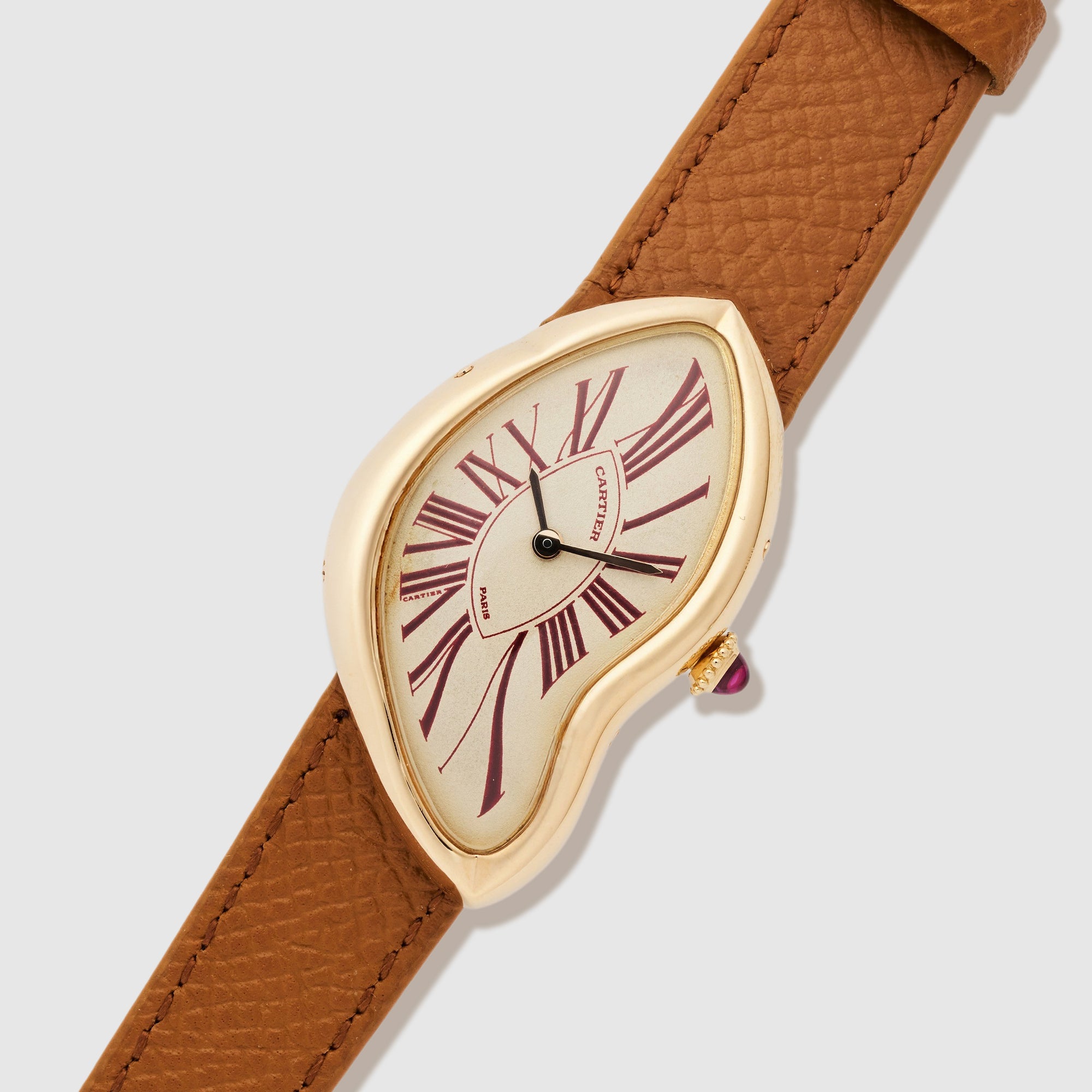 Cartier Pink Gold Crash with Unusual Burgundy Numerals, Circa 1994