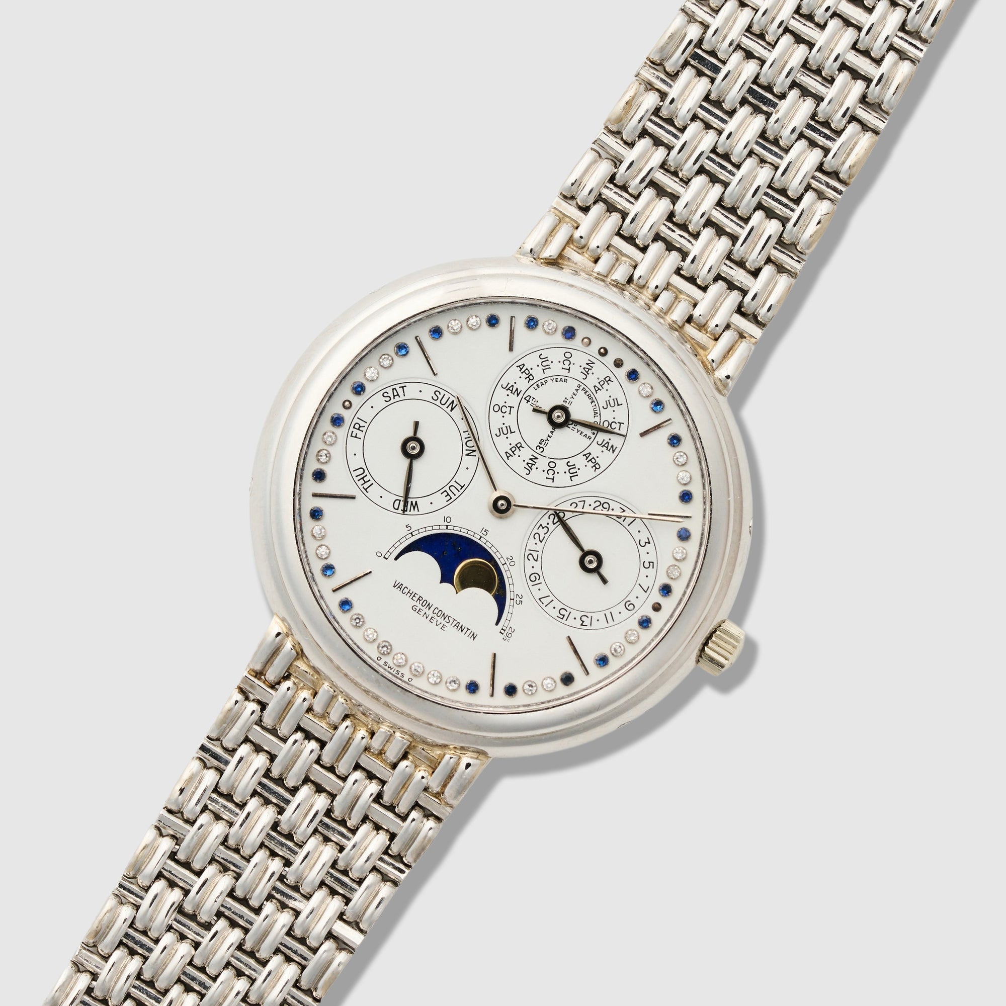 Vacheron Constantin Platinum Perpetual Calendar Diamond & Sapphire Watch Ref. 43031