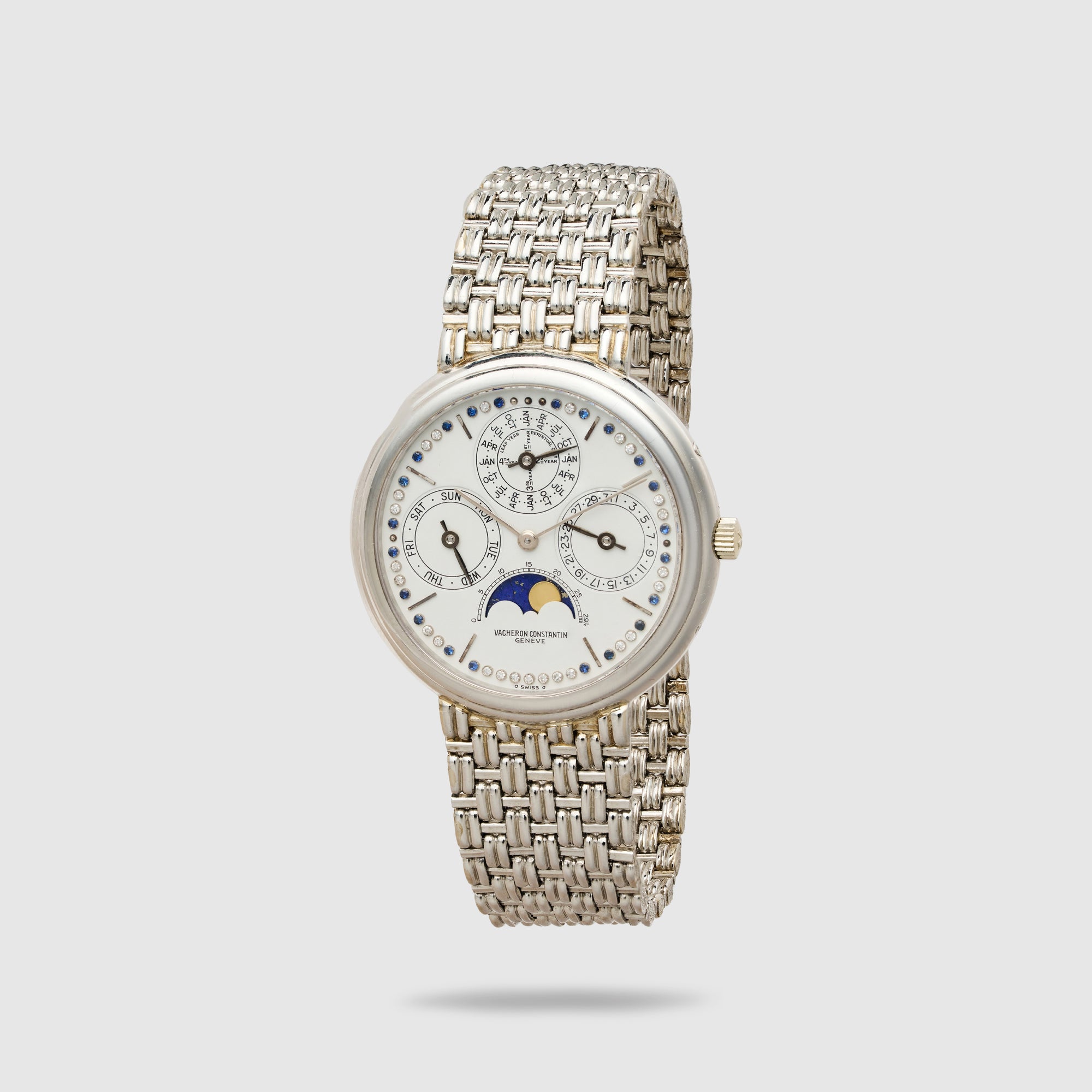 Vacheron Constantin Platinum Perpetual Calendar Diamond & Sapphire Watch Ref. 43031