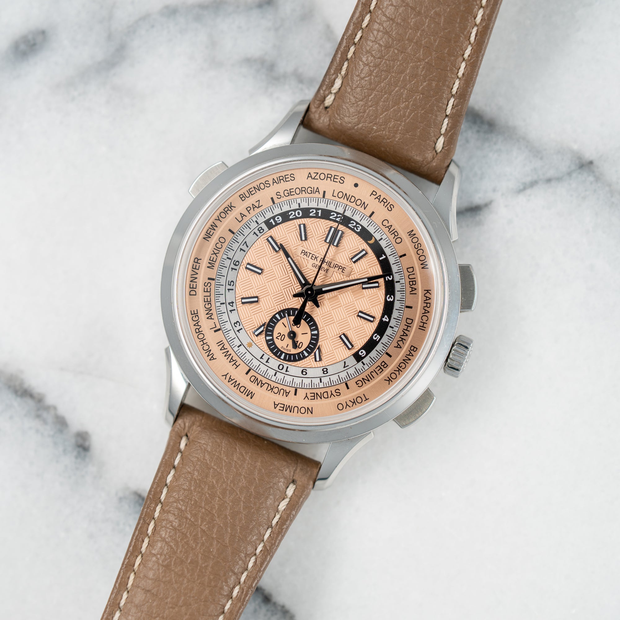 Patek Philippe World Time Flyback Chronograph Ref. 5935A-001 with Box and Papers (New Arrival)