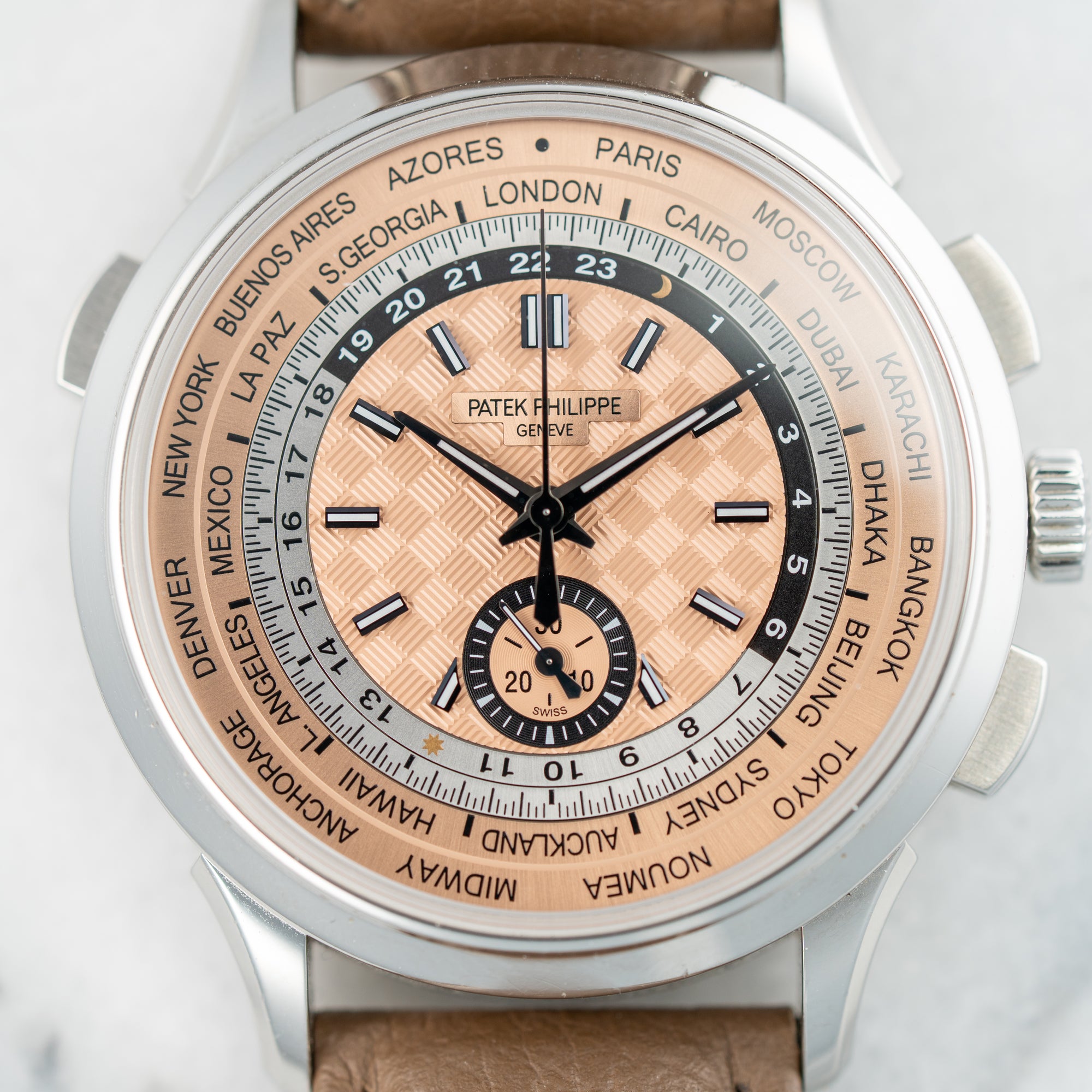 Patek Philippe World Time Flyback Chronograph Ref. 5935A-001 with Box and Papers (New Arrival)