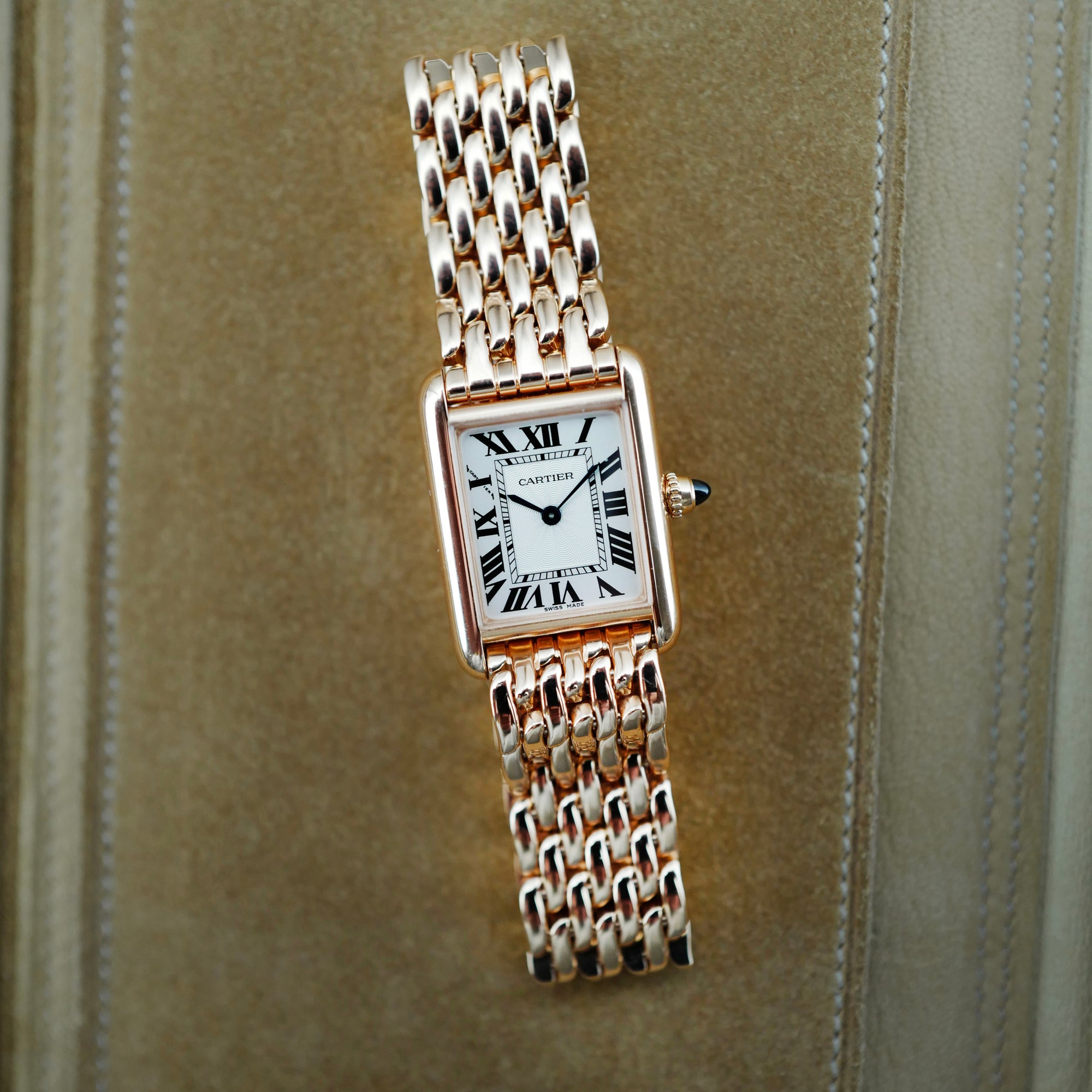 Cartier Pink Gold Tank on Bracelet Mecanique WGTA0010 with Warranty Card (New Arrival)