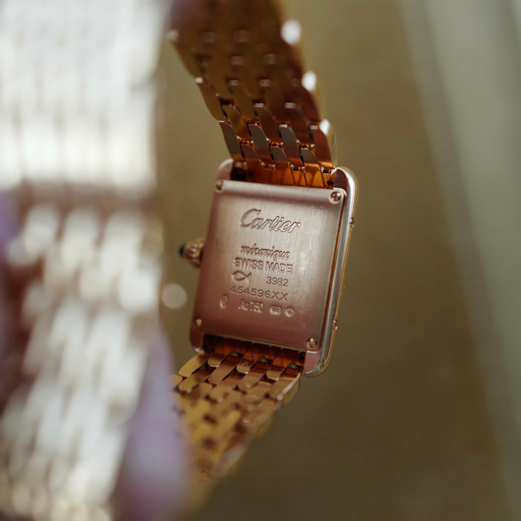 Cartier Pink Gold Tank on Bracelet Mecanique WGTA0010 with Warranty Card (New Arrival)