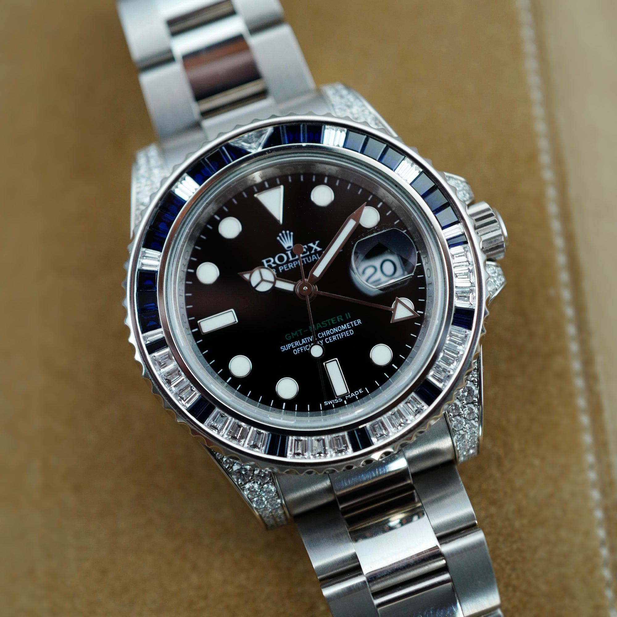 Rolex White Gold GMT-Master Ref. 116759SA with Sapphires and Diamonds (New Arrival)