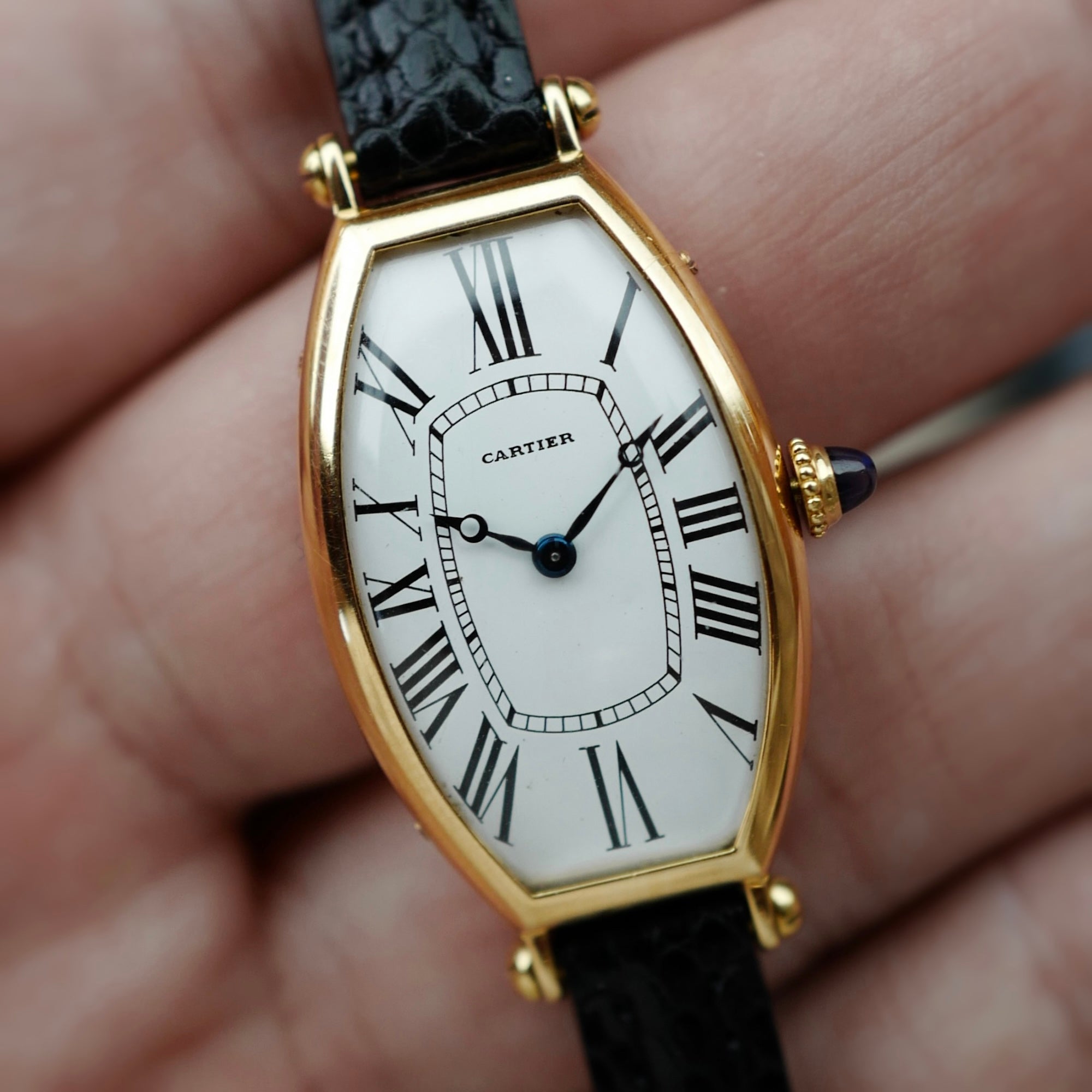 Cartier Yellow Gold Tonneau Watch, Circa 1950s with European Watch &amp; Clock Movement