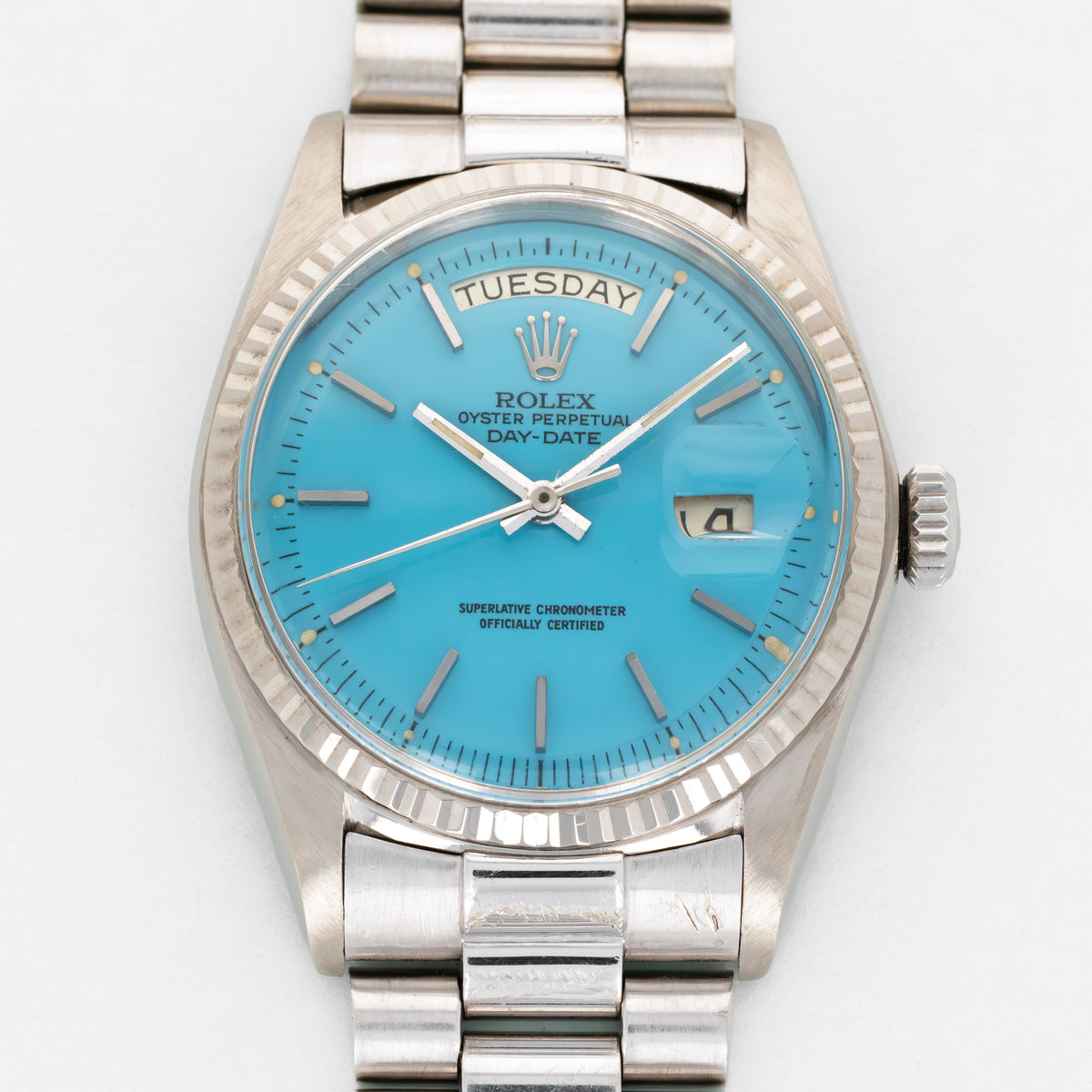 Rolex White Gold Day-Date Blue Stella Watch Ref. 1803