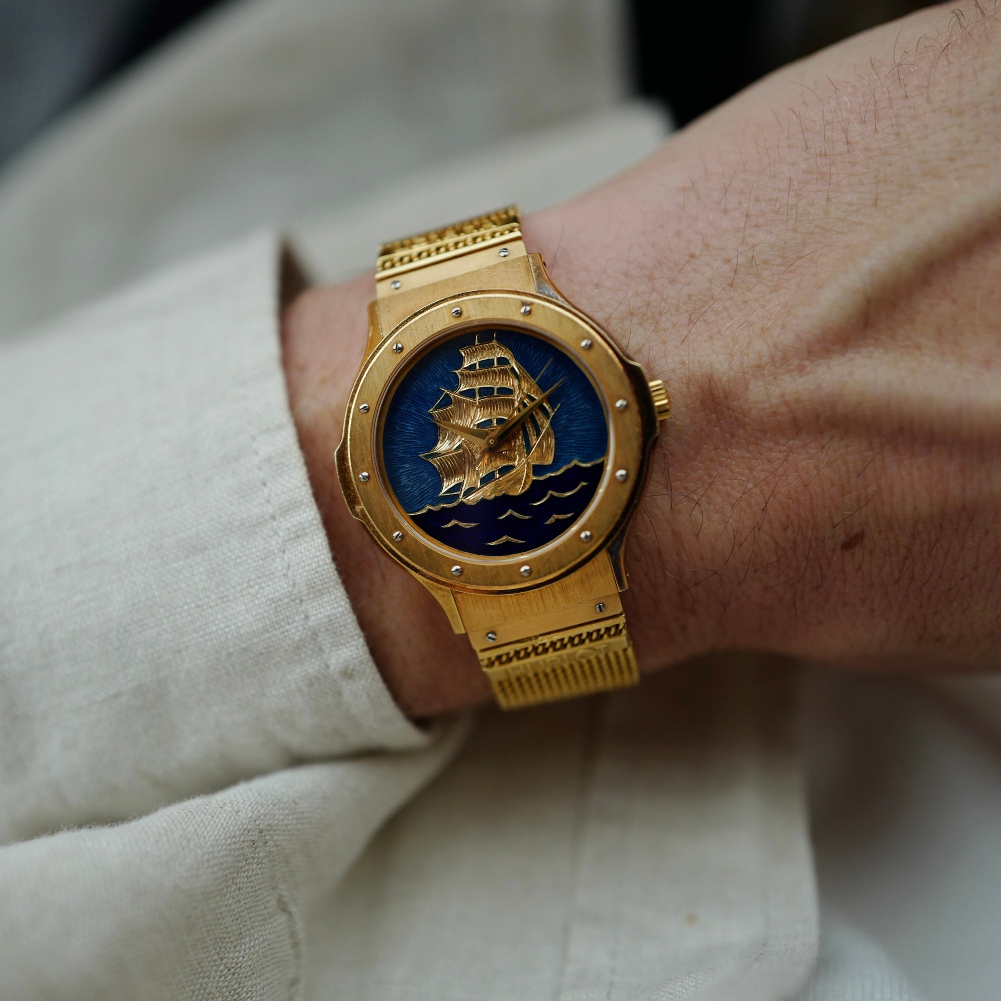 Hublot Yellow Gold MDM Cloisonne Ship Watch Ref. 1582.8