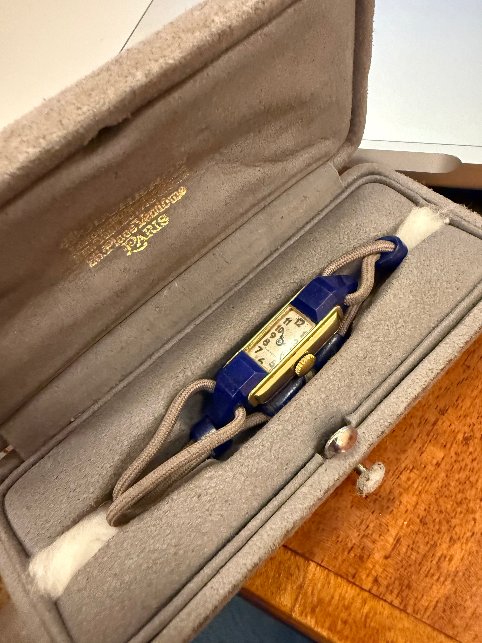 Boucheron Yellow Gold Lapis Watch in Original Fitted Box (New Arrival)