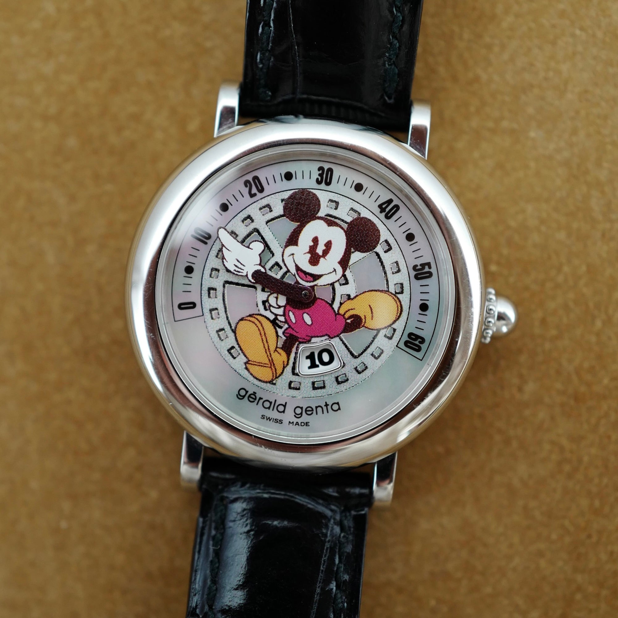 Gerald Genta Steel Mickey Mouse Ref. G3712 70th Anniversary Watch with Mother of Pearl Dial