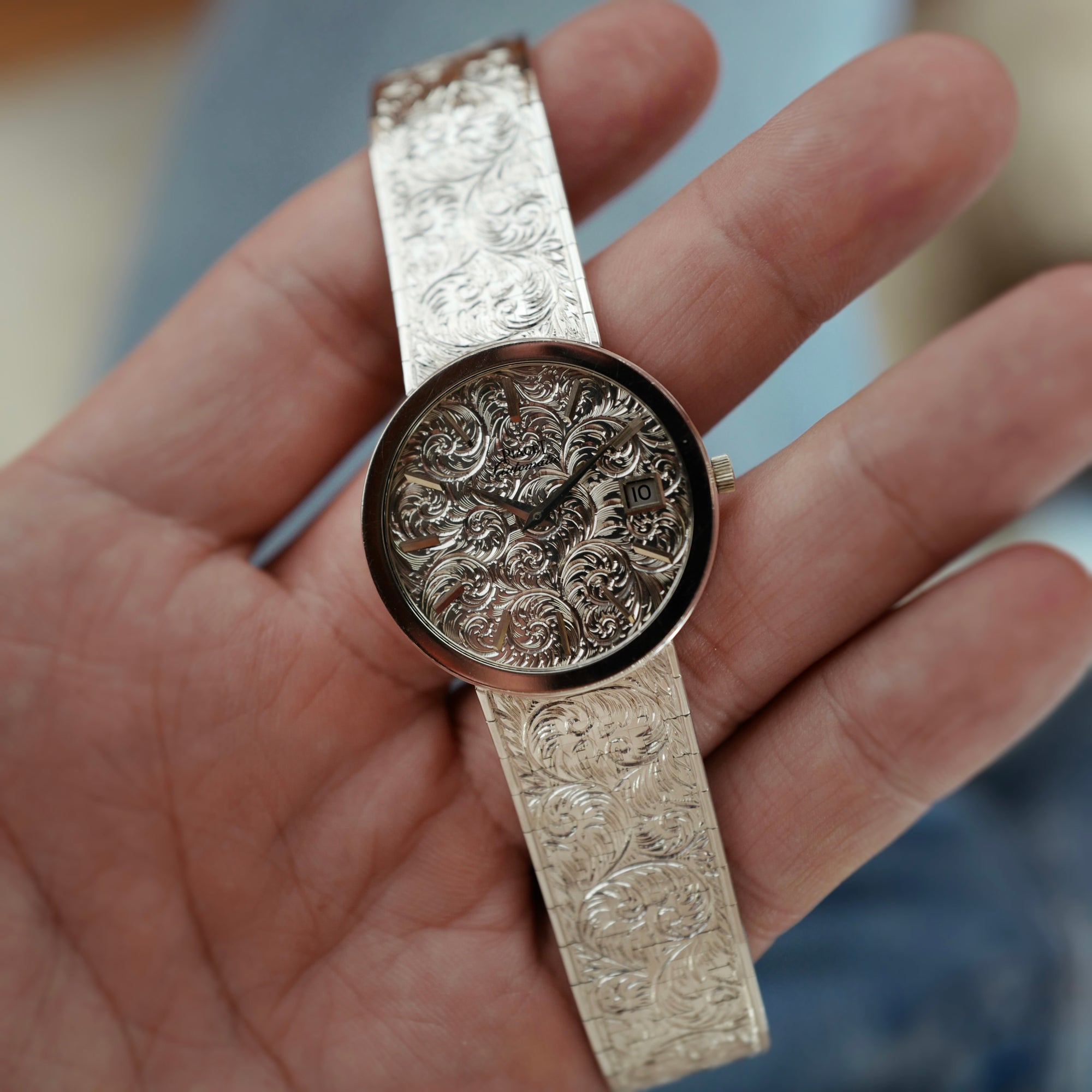 Piaget White Gold Engraved Bracelet Automatic Watch (New Arrival)