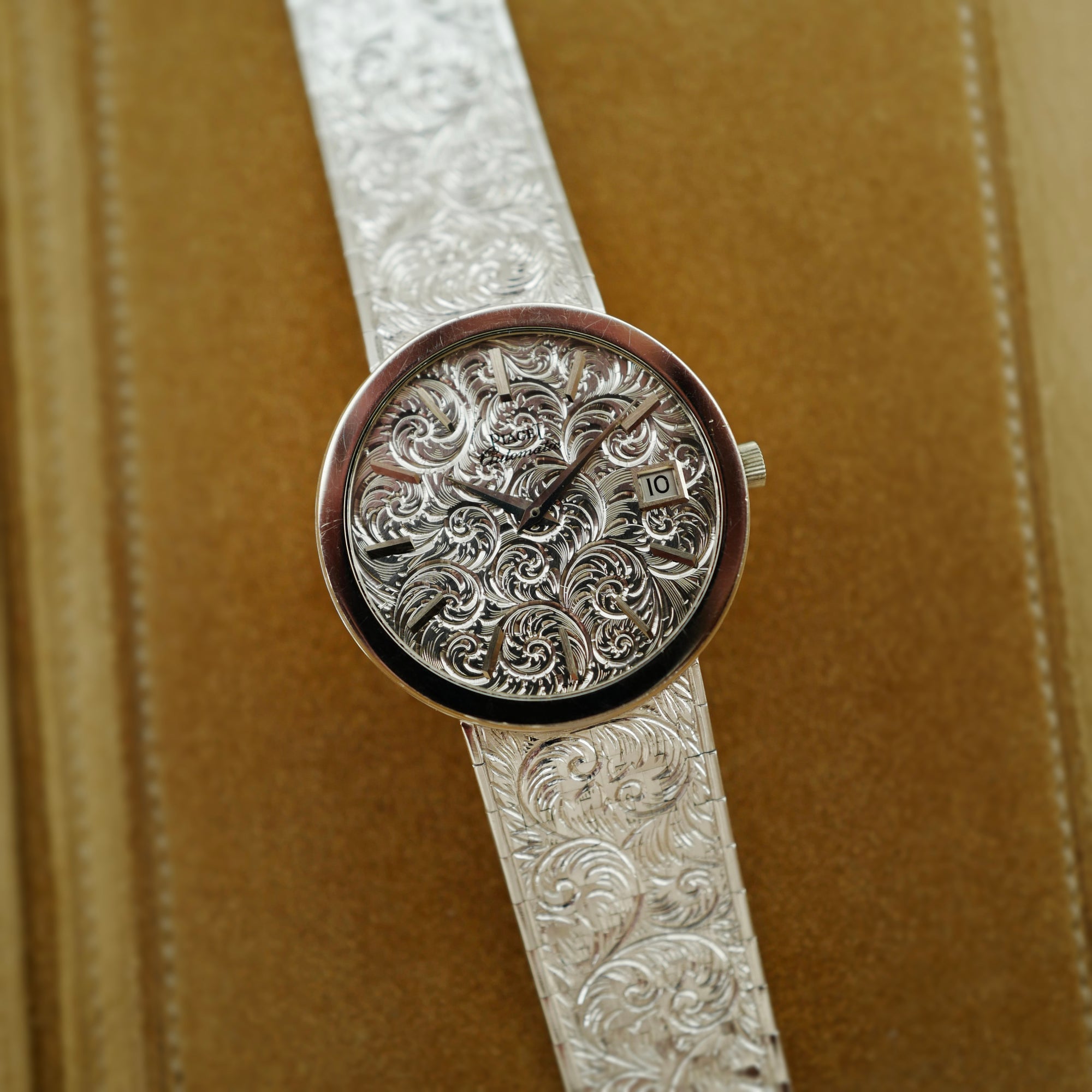 Piaget White Gold Engraved Bracelet Automatic Watch (New Arrival)