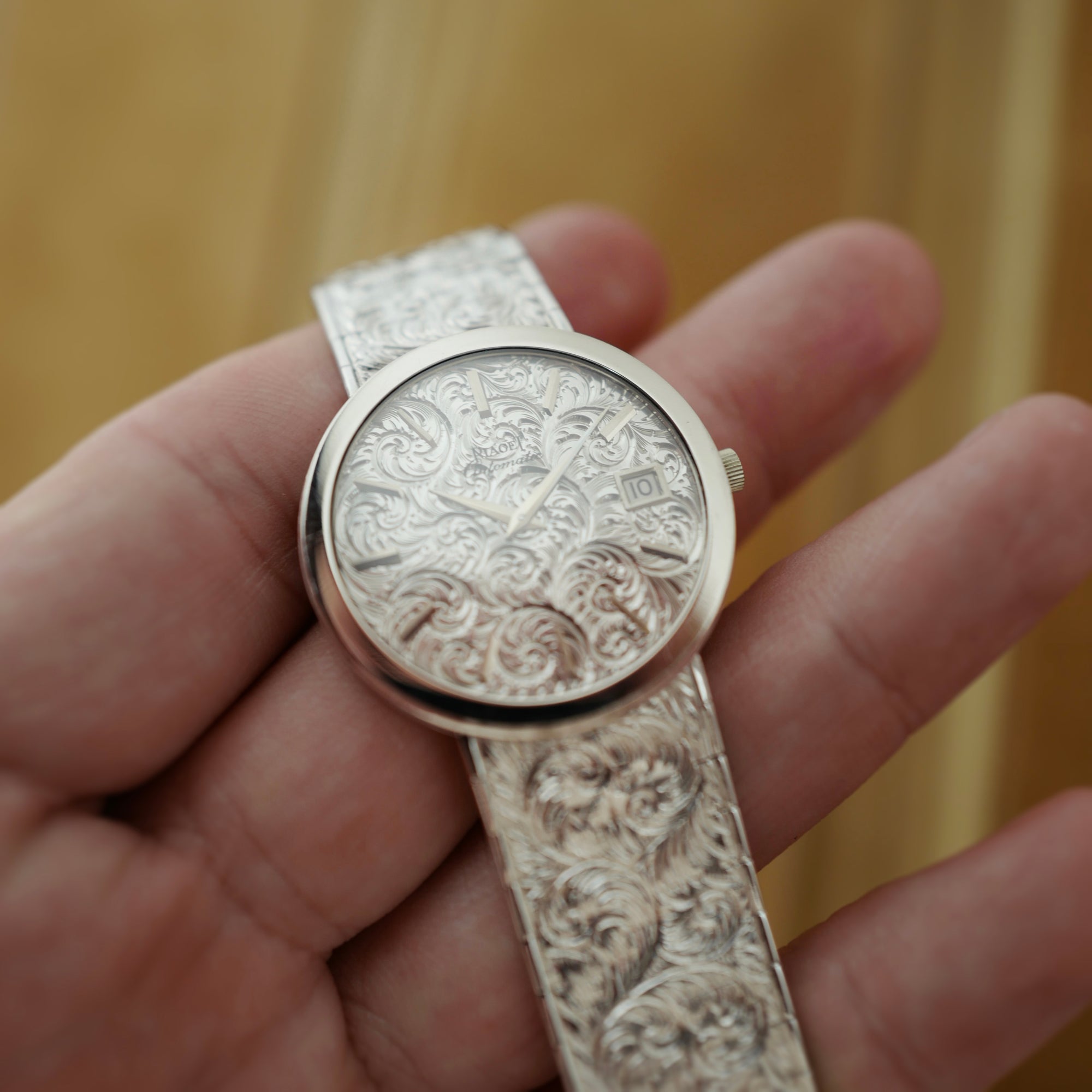 Piaget White Gold Engraved Bracelet Automatic Watch (New Arrival)
