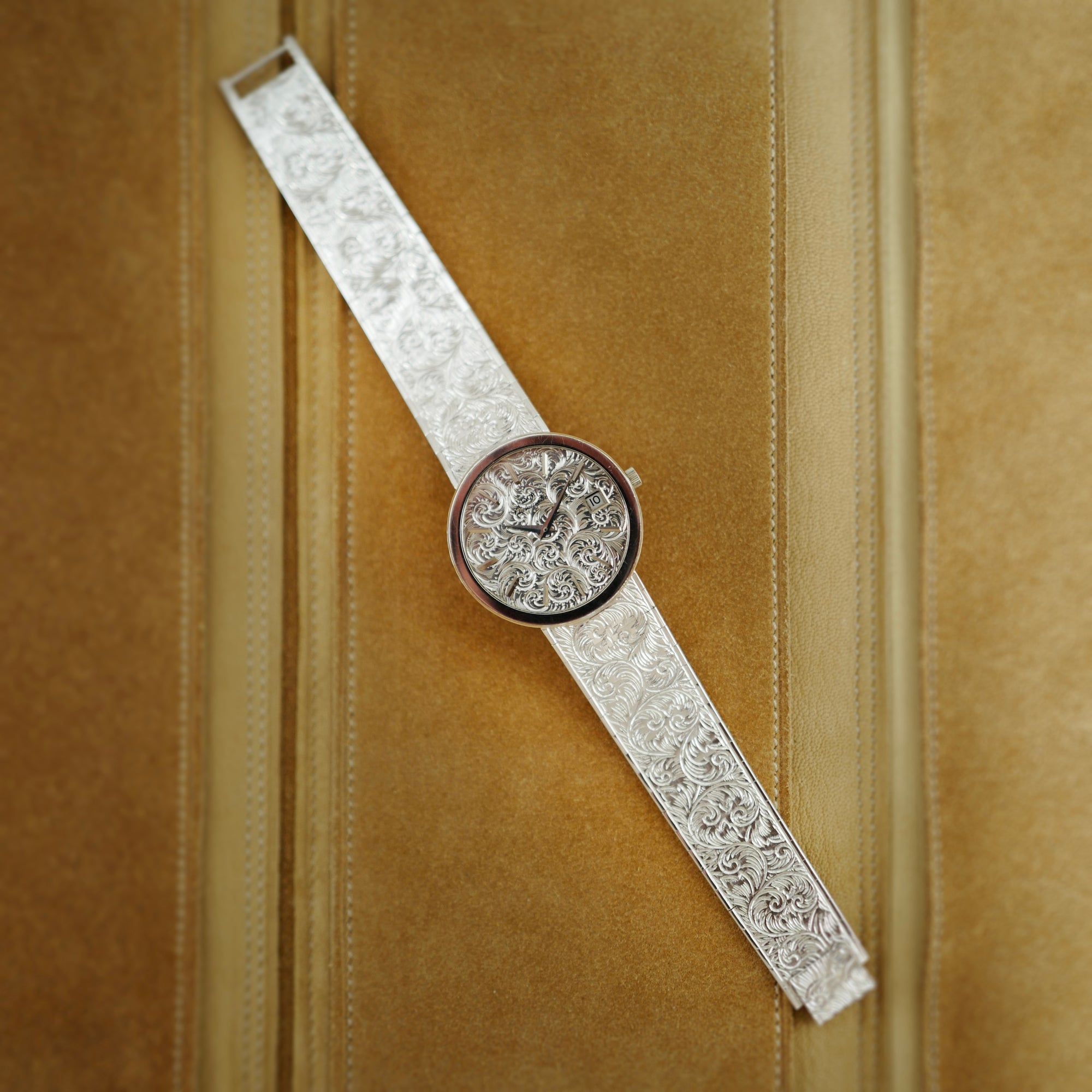 Piaget White Gold Engraved Bracelet Automatic Watch (New Arrival)