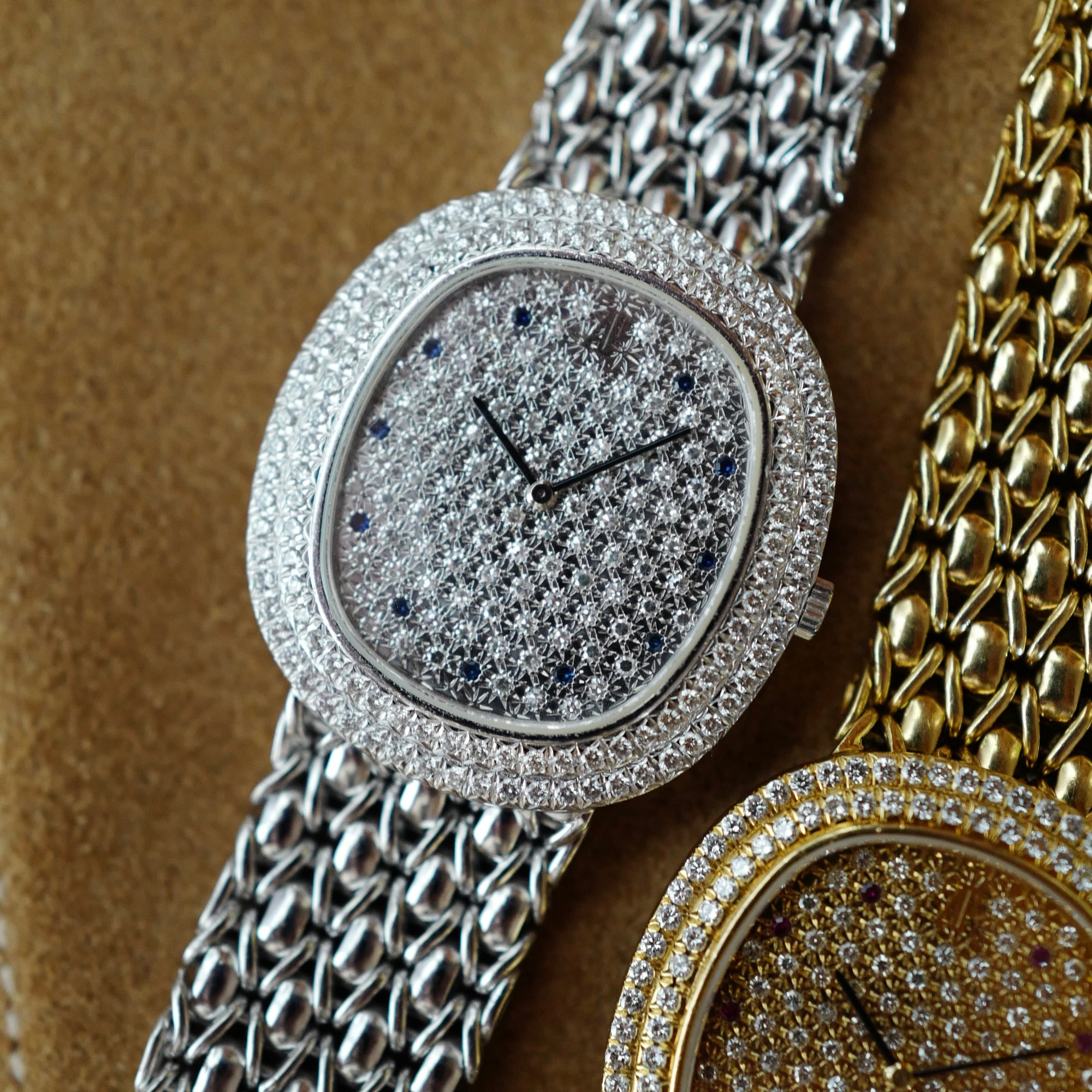 Audemars Piguet White Gold Bracelet Watch with Pave Diamond &amp; Sapphire Dial