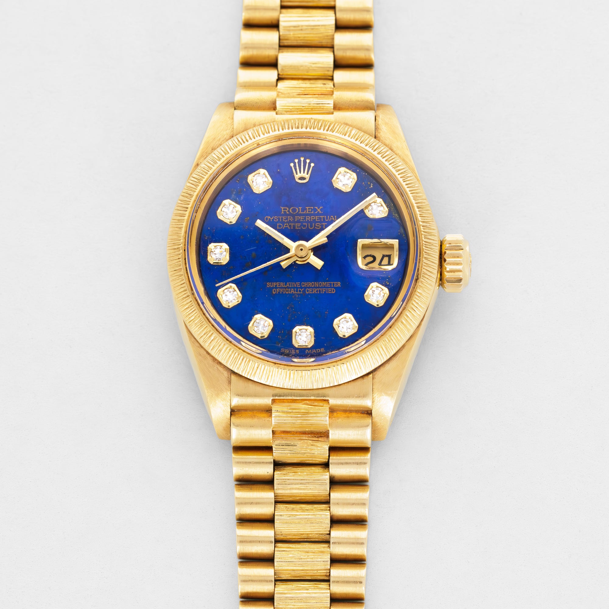 Rolex Yellow Gold Datejust Ref. 6927 Lapis Dial with Diamonds