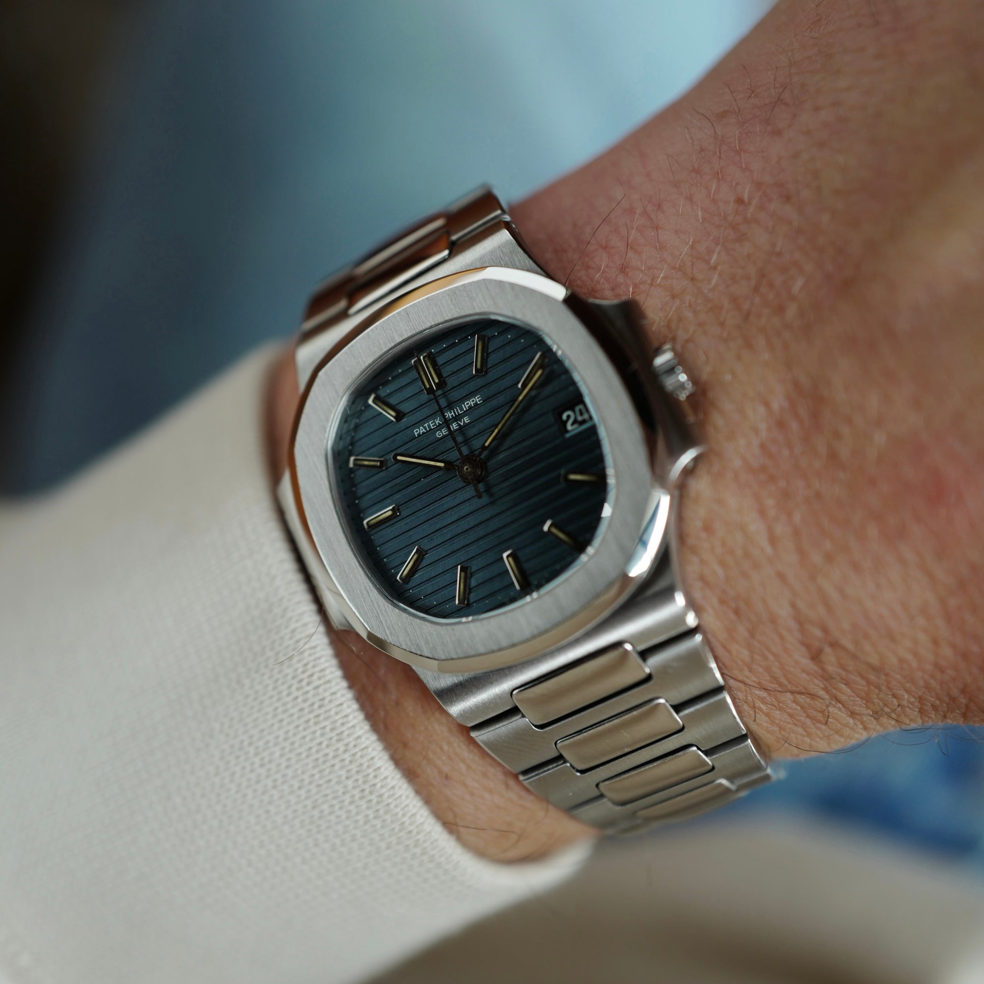 Patek Philippe - Patek Philippe Steel Nautilus Baby Blue Watch Ref. 3800 - The Keystone Watches