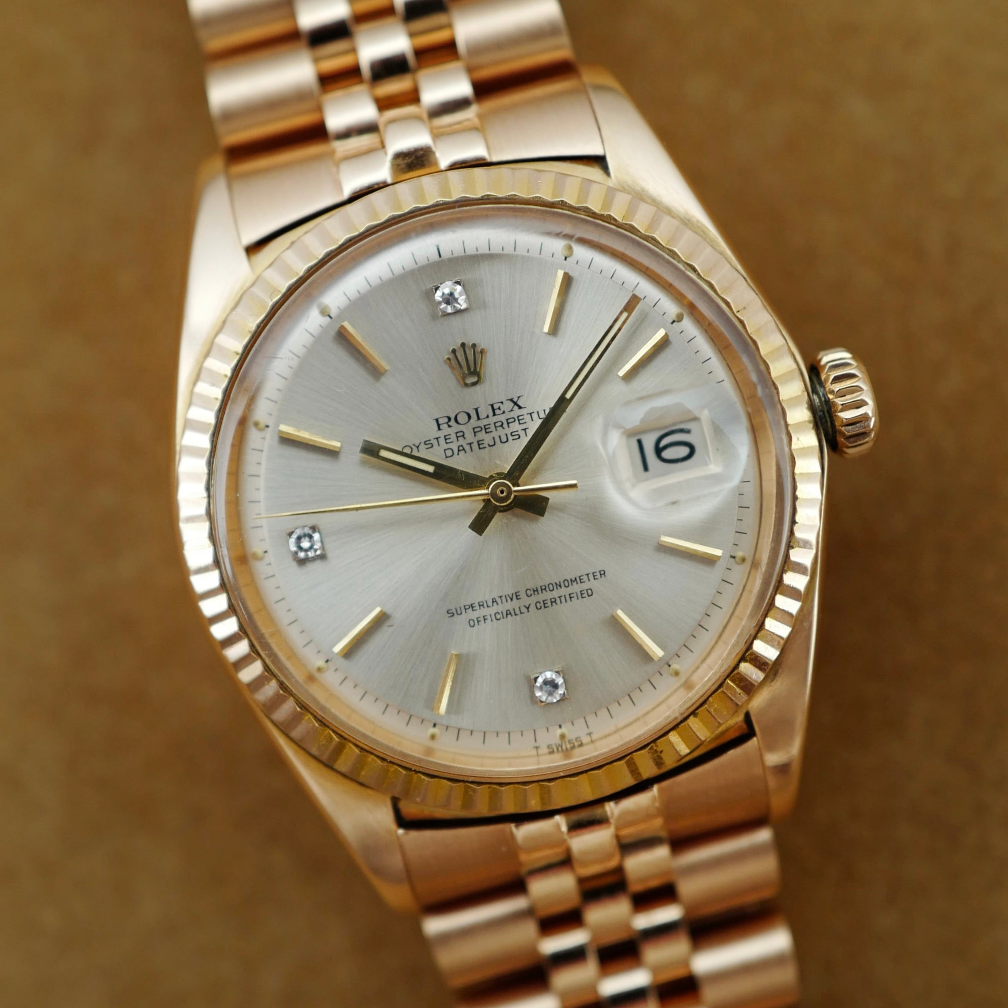 Rolex Rose Gold Datejust Ref. 1601 with Diamond Indices