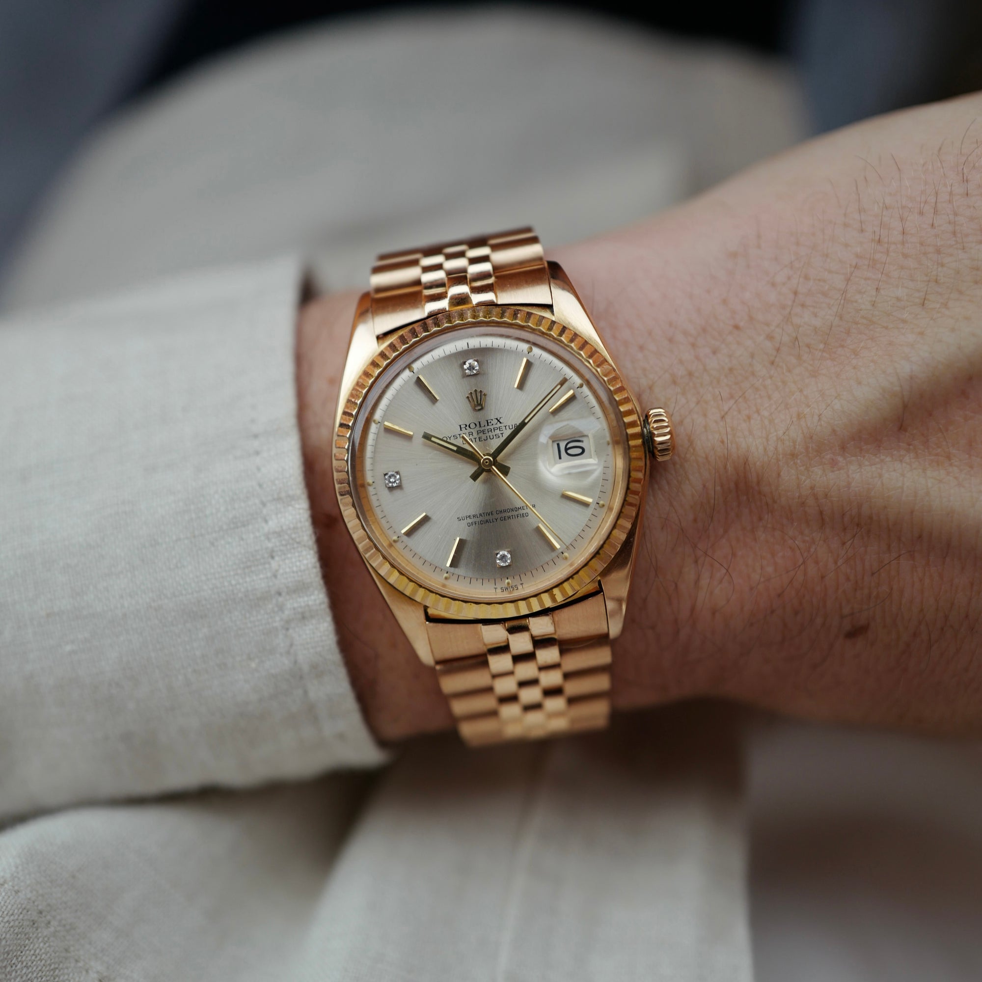 Rolex Rose Gold Datejust Ref. 1601 with Diamond Indices