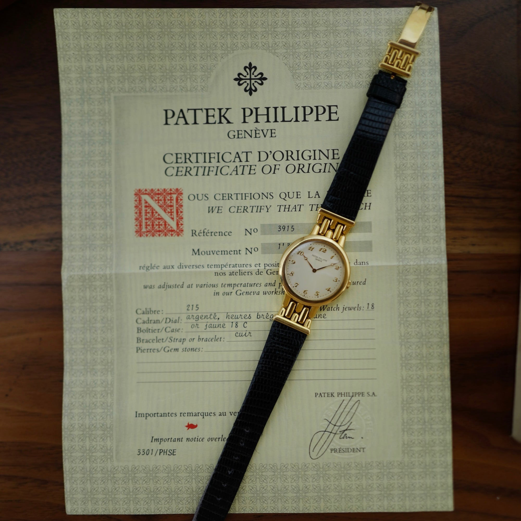Patek Philippe Yellow Gold Calatrava Ref. 3915 with Original Papers