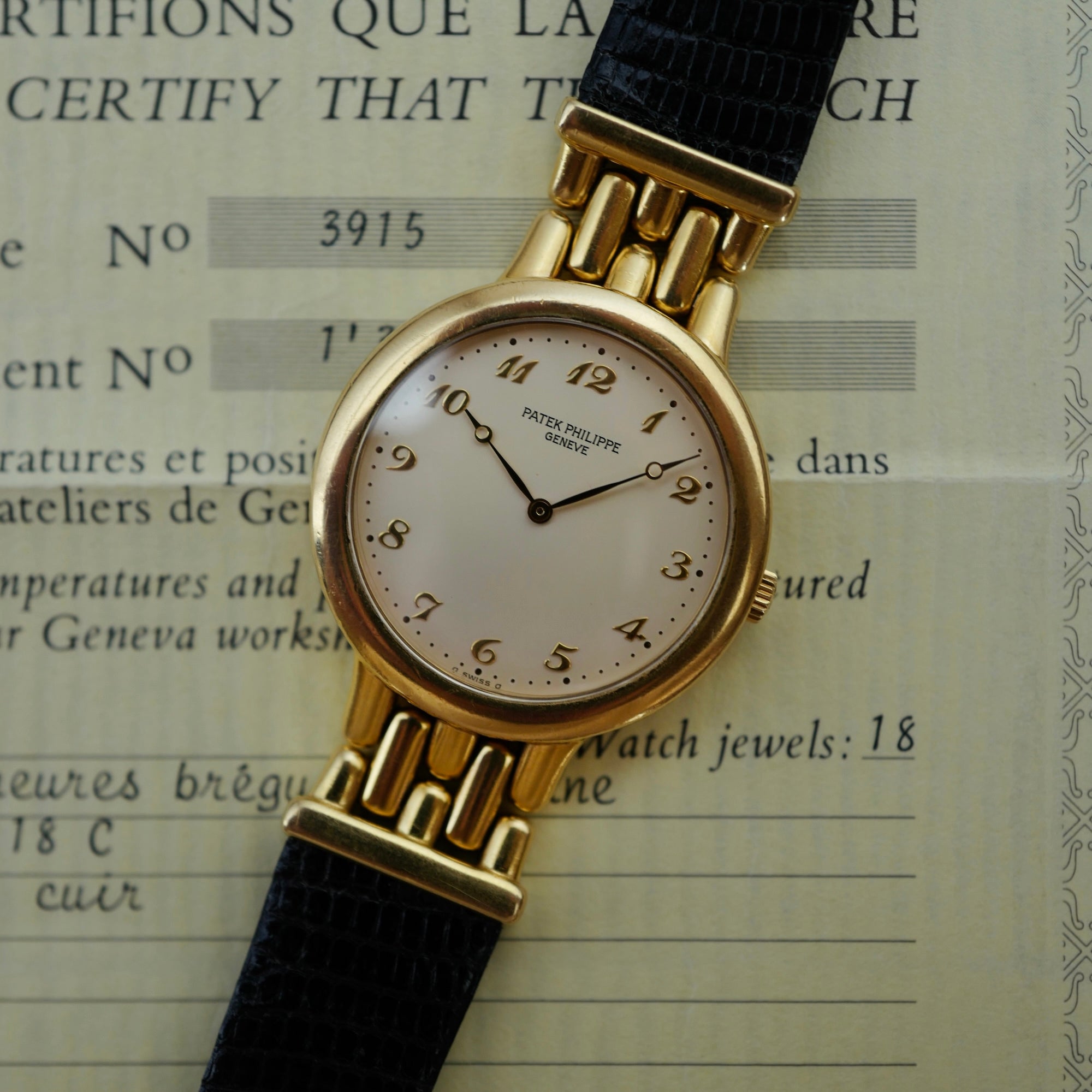 Patek Philippe Yellow Gold Calatrava Ref. 3915 with Original Papers