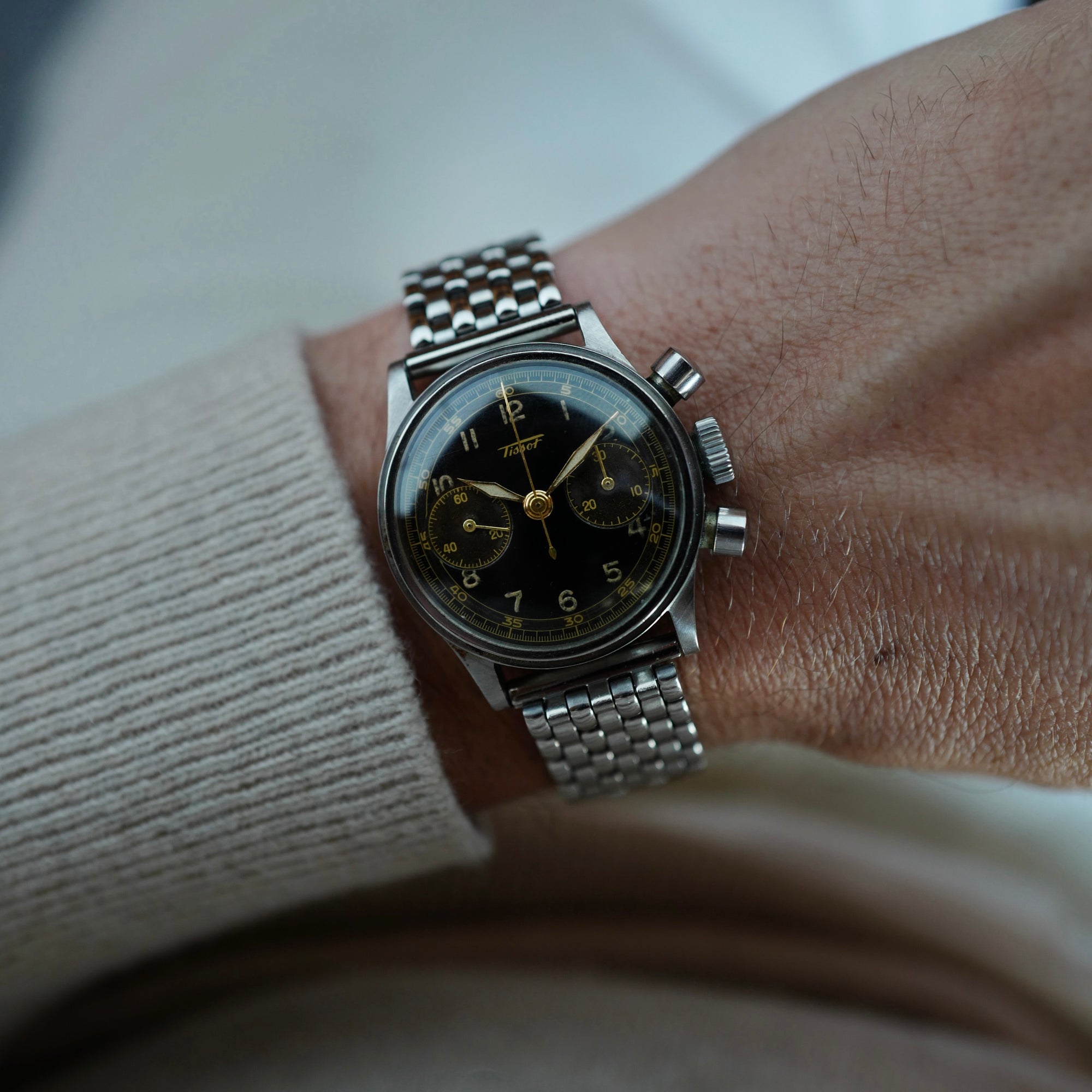 Tissot Steel Chronograph with Black Gilt Dial (New Arrival)