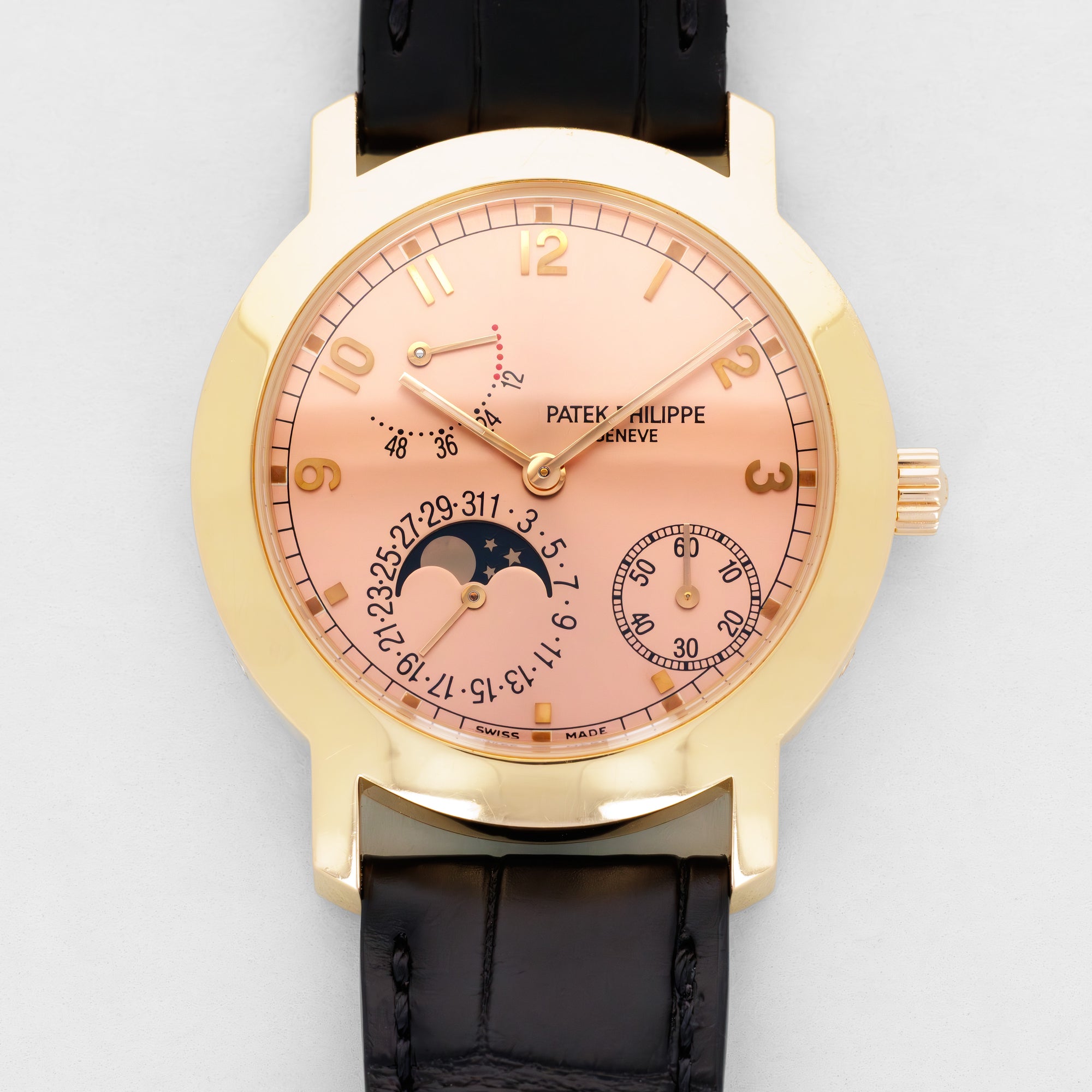 Patek Philippe Rose Gold Power Reserve Moon Phase Calendar Watch Ref. 5055