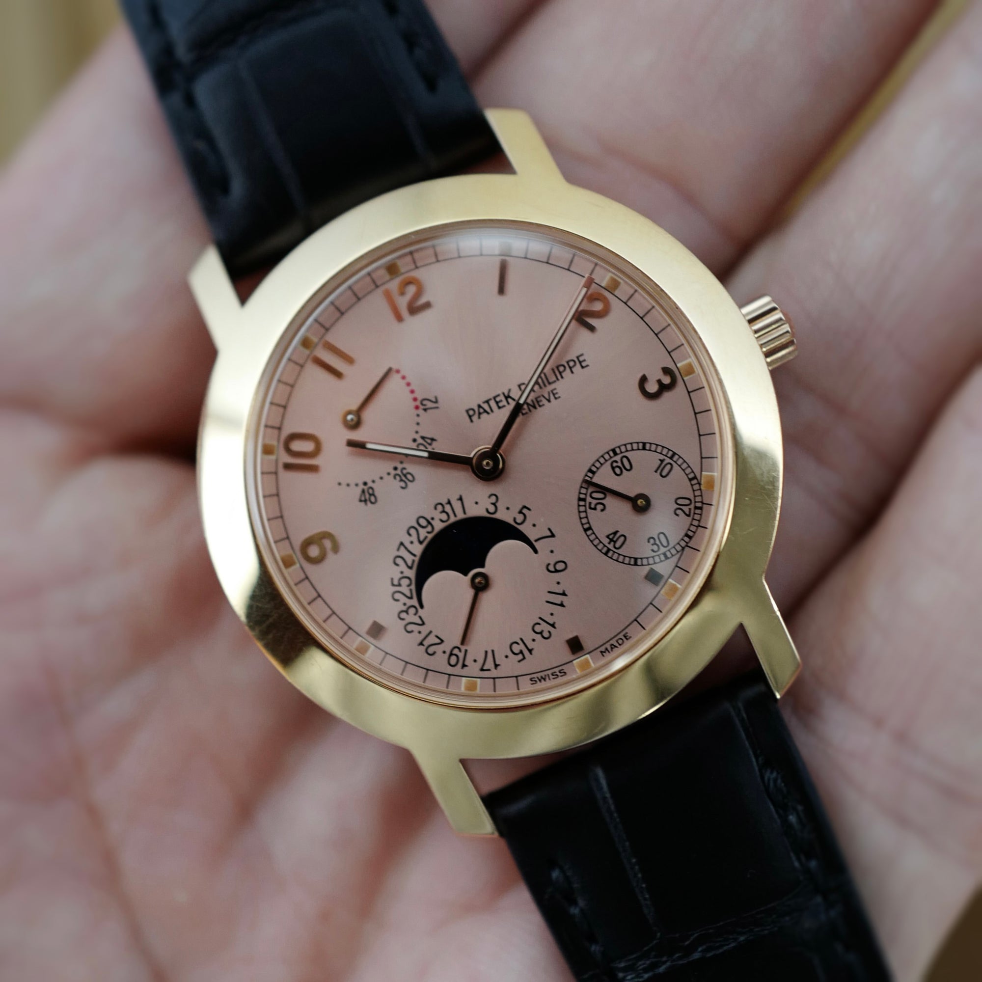 Patek Philippe Rose Gold Power Reserve Moon Phase Calendar Watch Ref. 5055