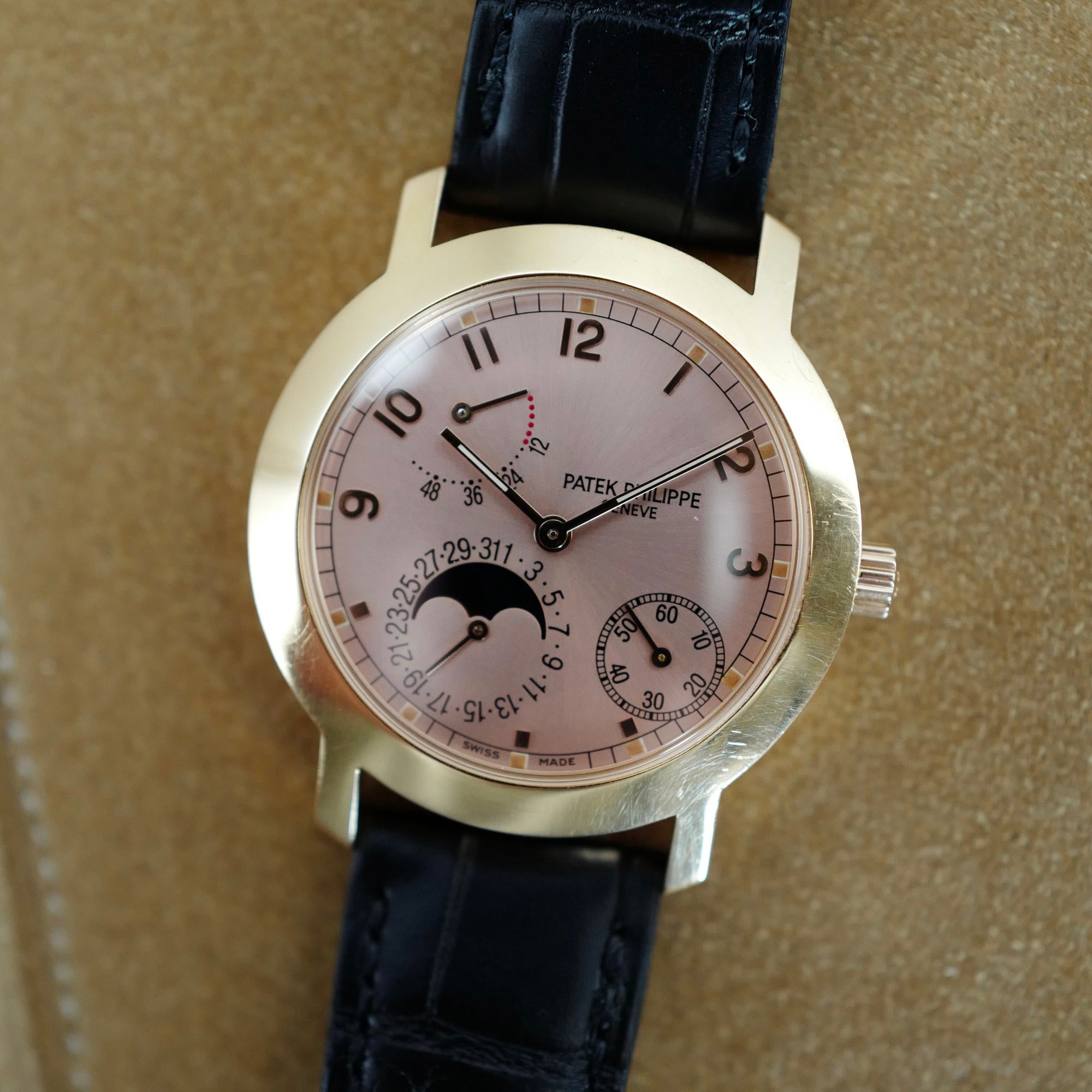 Patek Philippe Rose Gold Power Reserve Moon Phase Calendar Watch Ref. 5055
