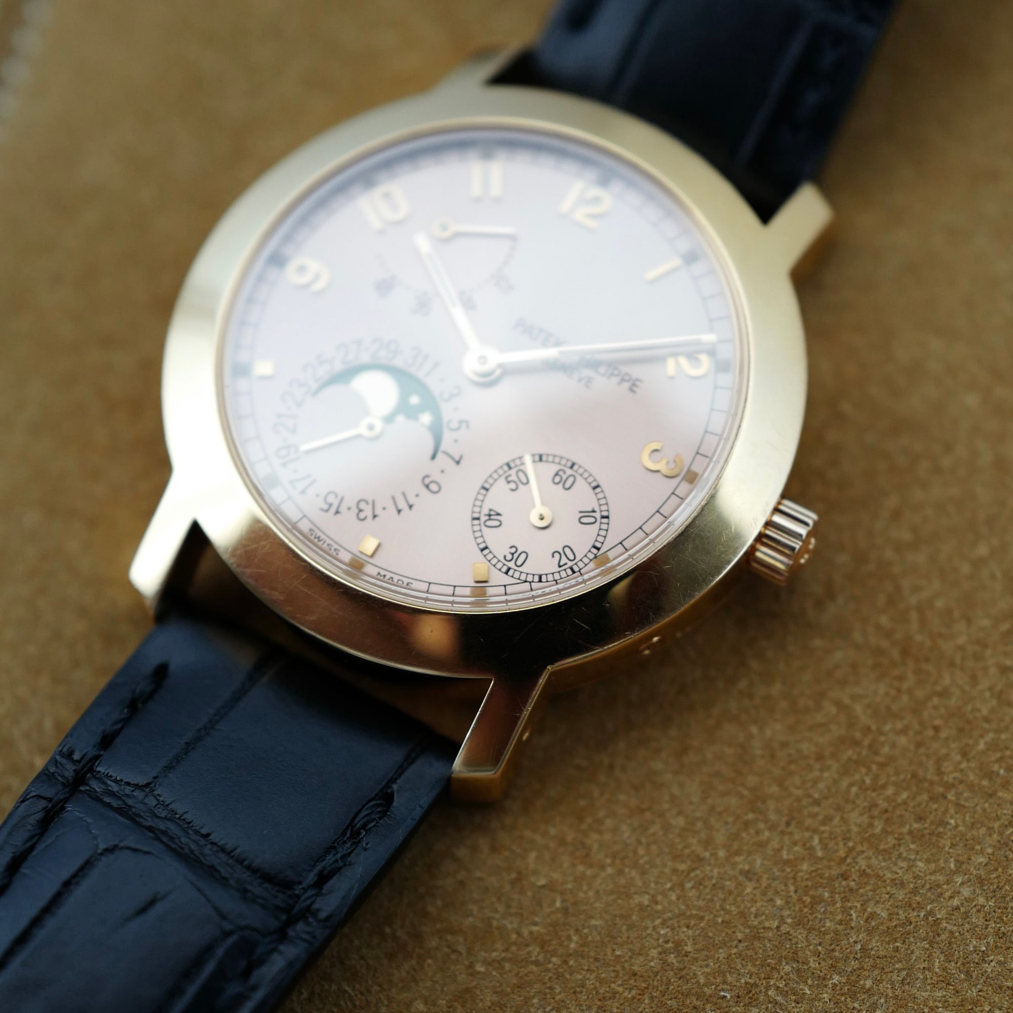 Patek Philippe Rose Gold Power Reserve Moon Phase Calendar Watch Ref. 5055