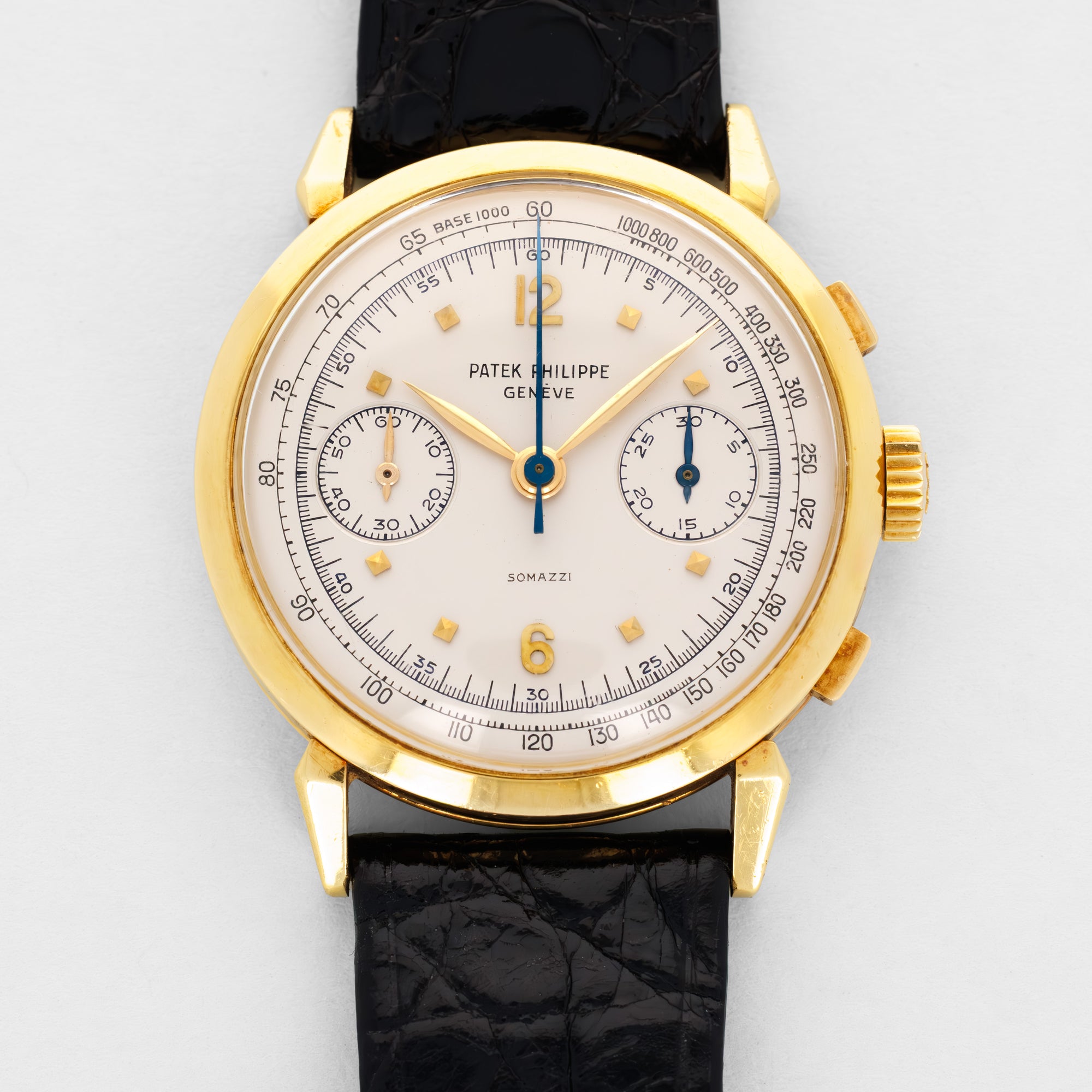 Patek Philippe Yellow Gold Chronograph Ref. 1579, Retailed by Somazzi