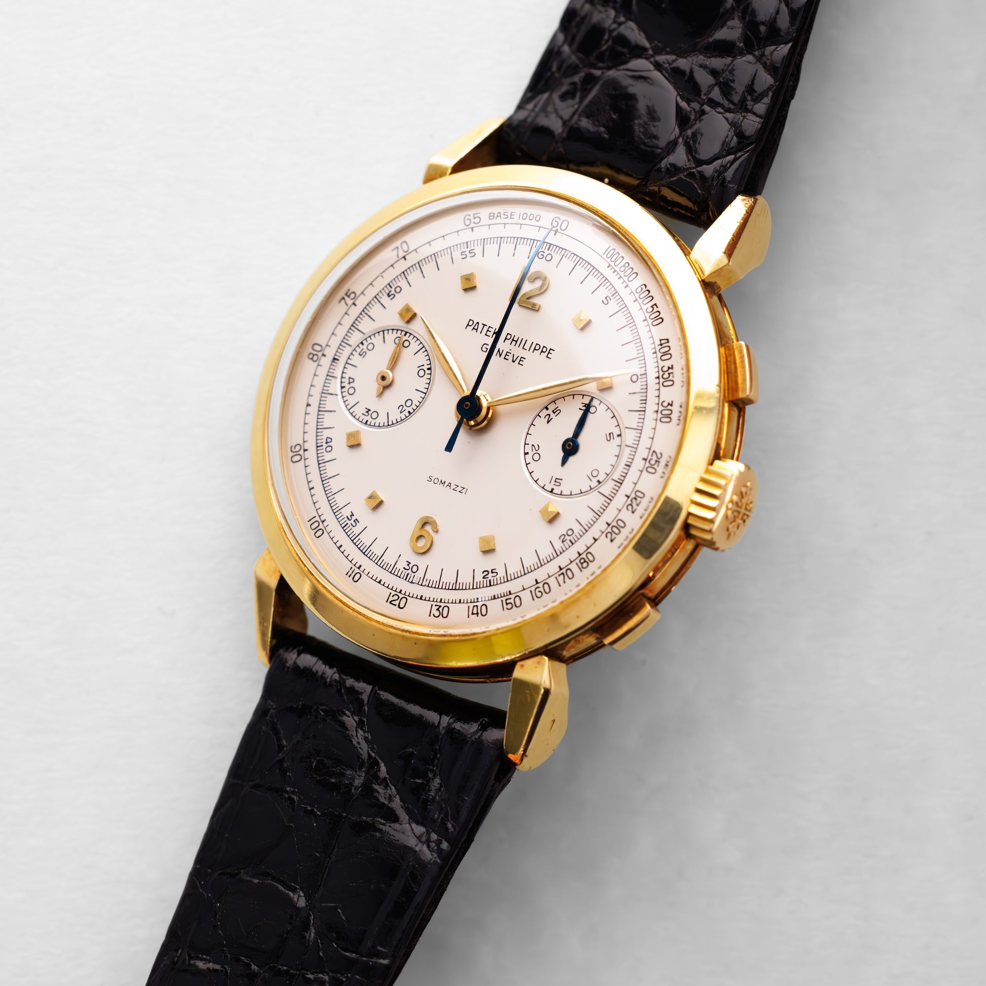 Patek Philippe Yellow Gold Chronograph Ref. 1579, Retailed by Somazzi