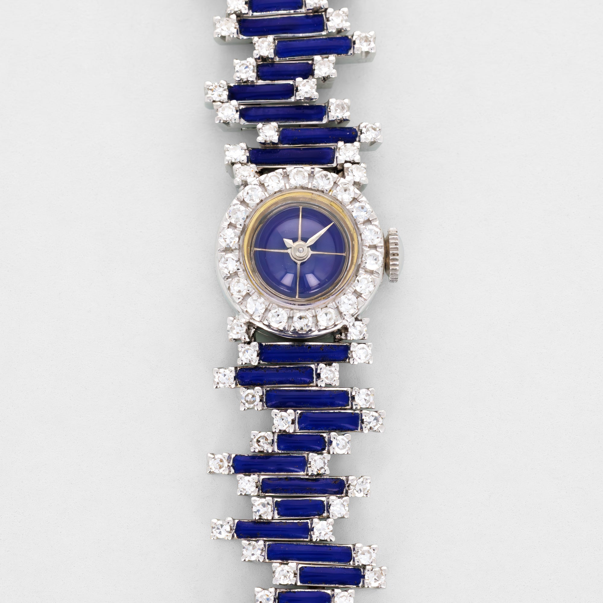 Universal Geneve White Gold Blue Enamel &amp; Diamond Watch