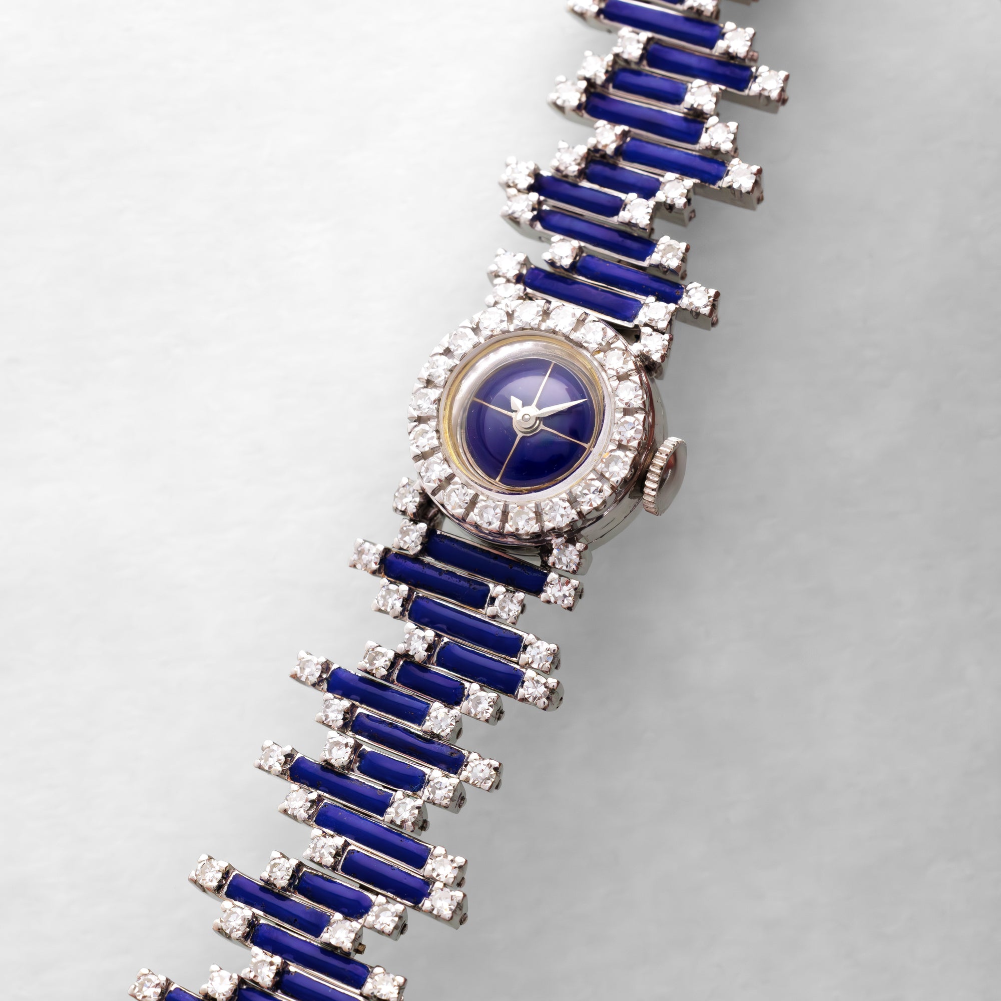 Universal Geneve White Gold Blue Enamel &amp; Diamond Watch
