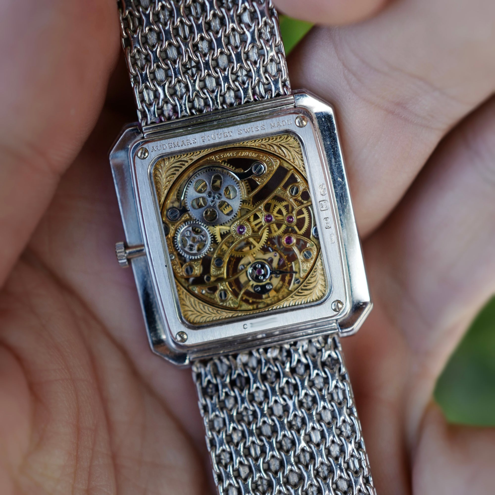 Audemars Piguet White Gold Skeleton Watch Ref. 4660 with Baguette Diamonds