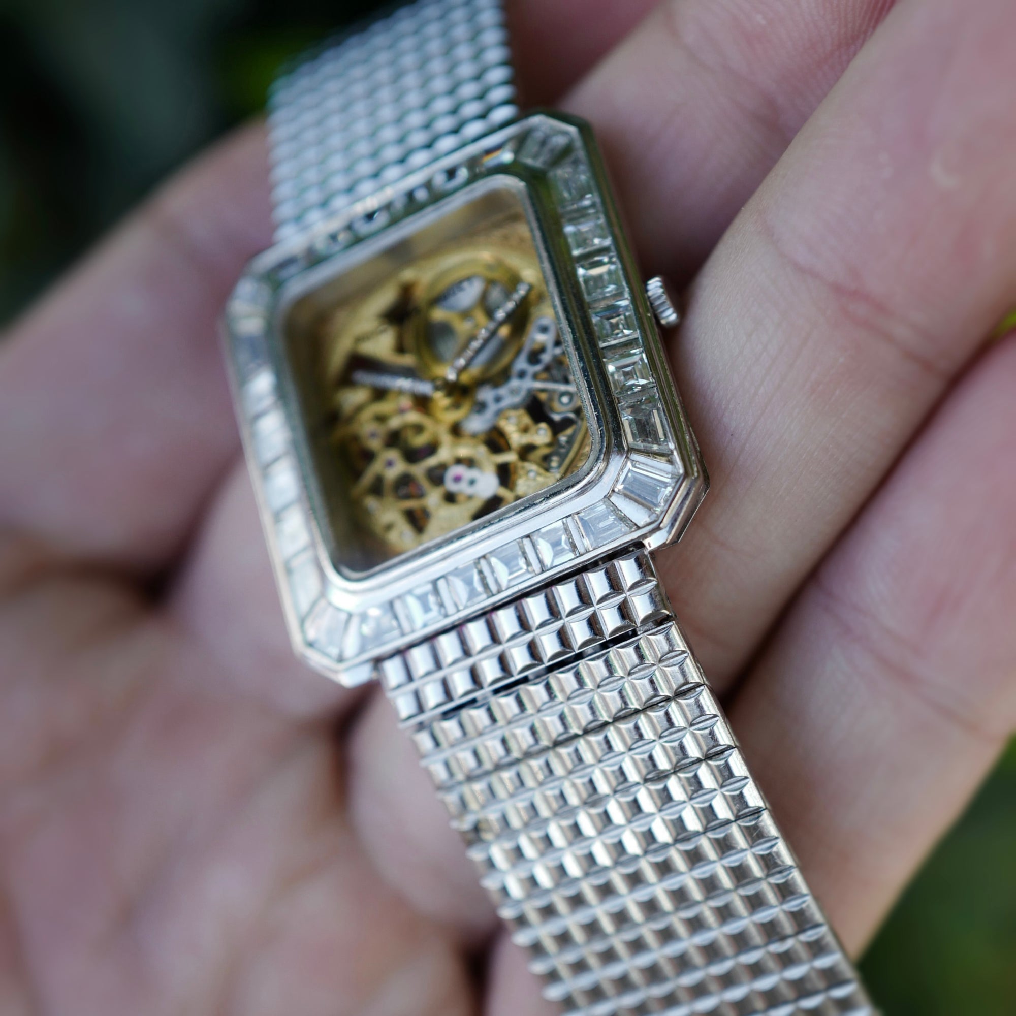 Audemars Piguet White Gold Skeleton Watch Ref. 4660 with Baguette Diamonds