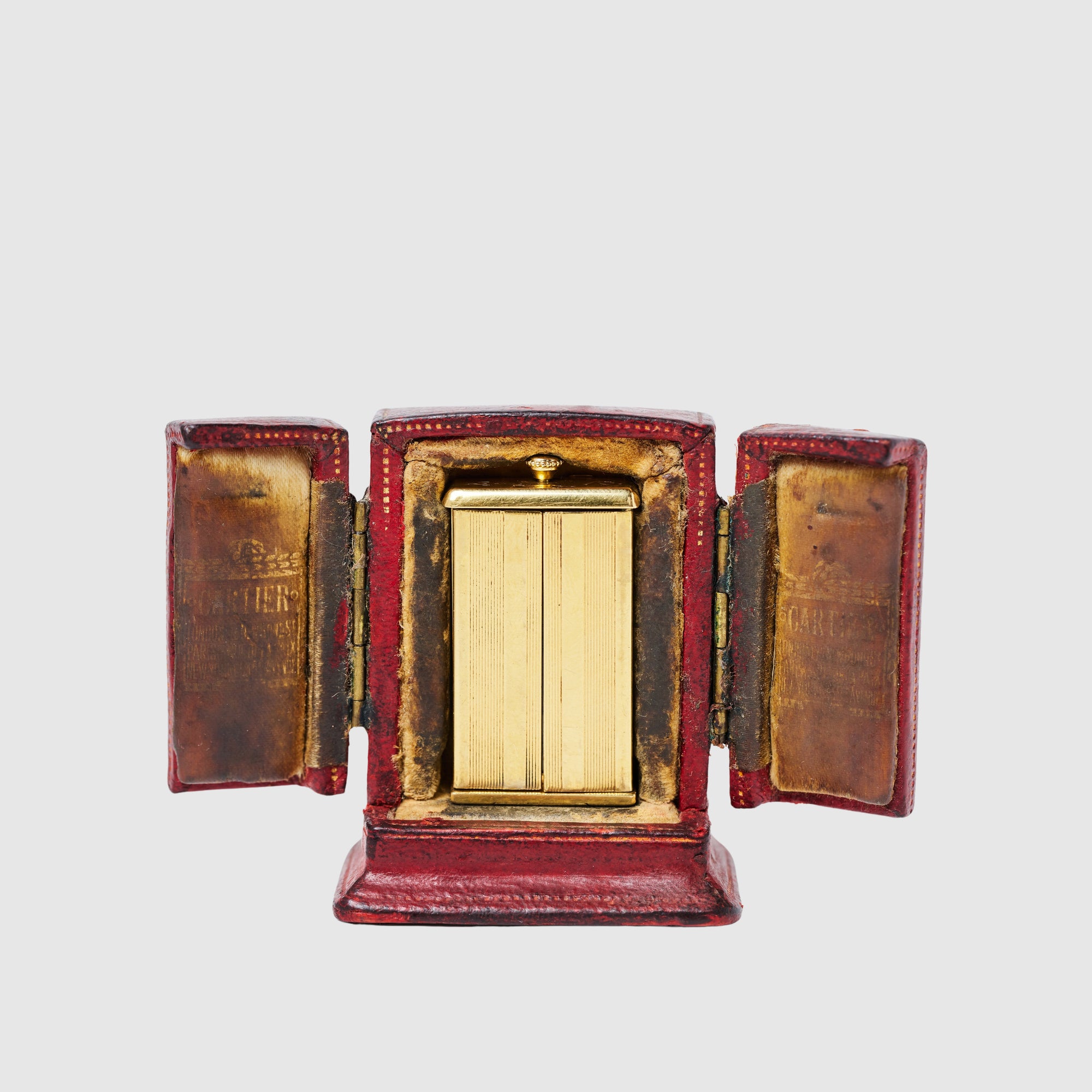 Cartier Yellow Gold London Travel Clock in Original Box, 1930s