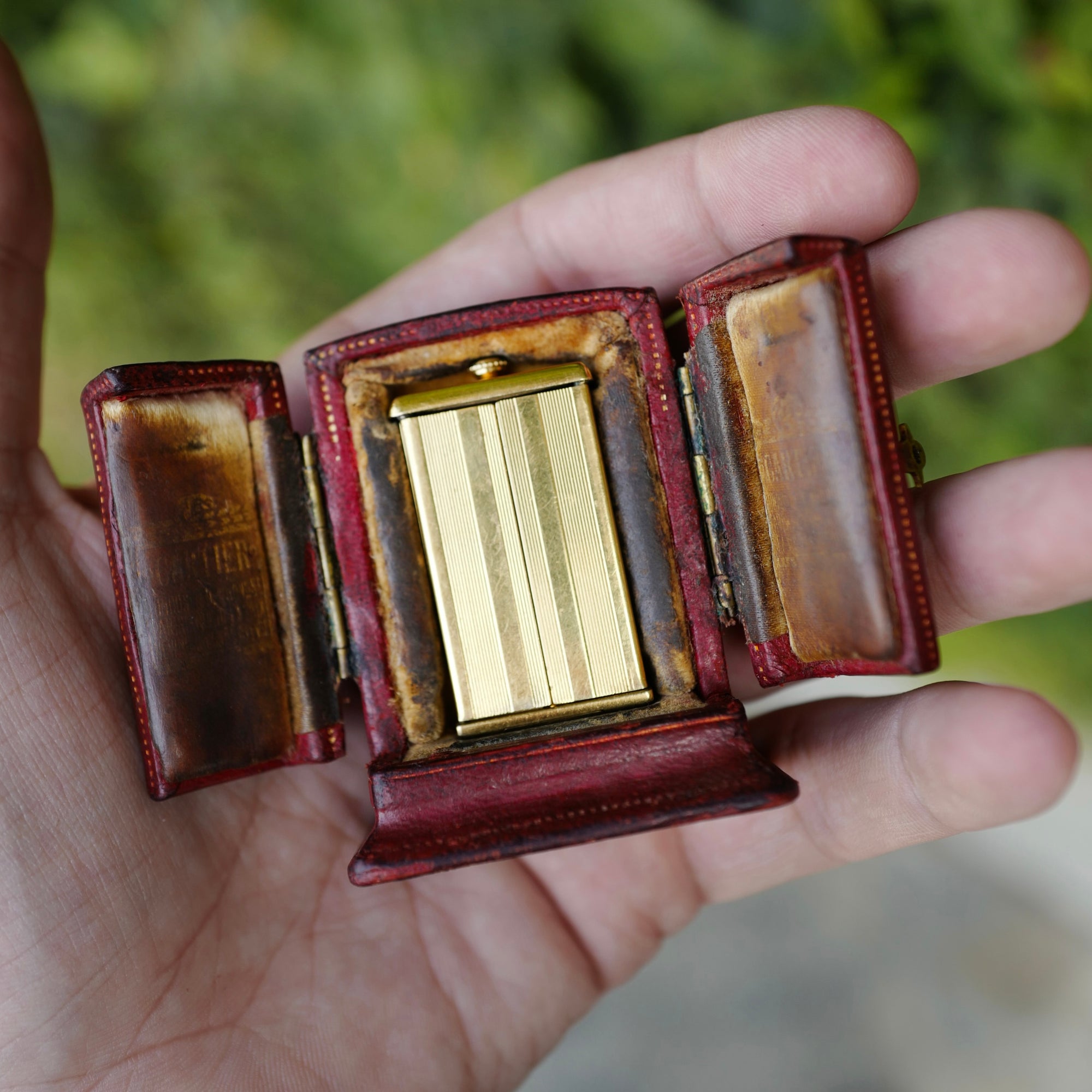 Cartier Yellow Gold London Travel Clock in Original Box, 1930s
