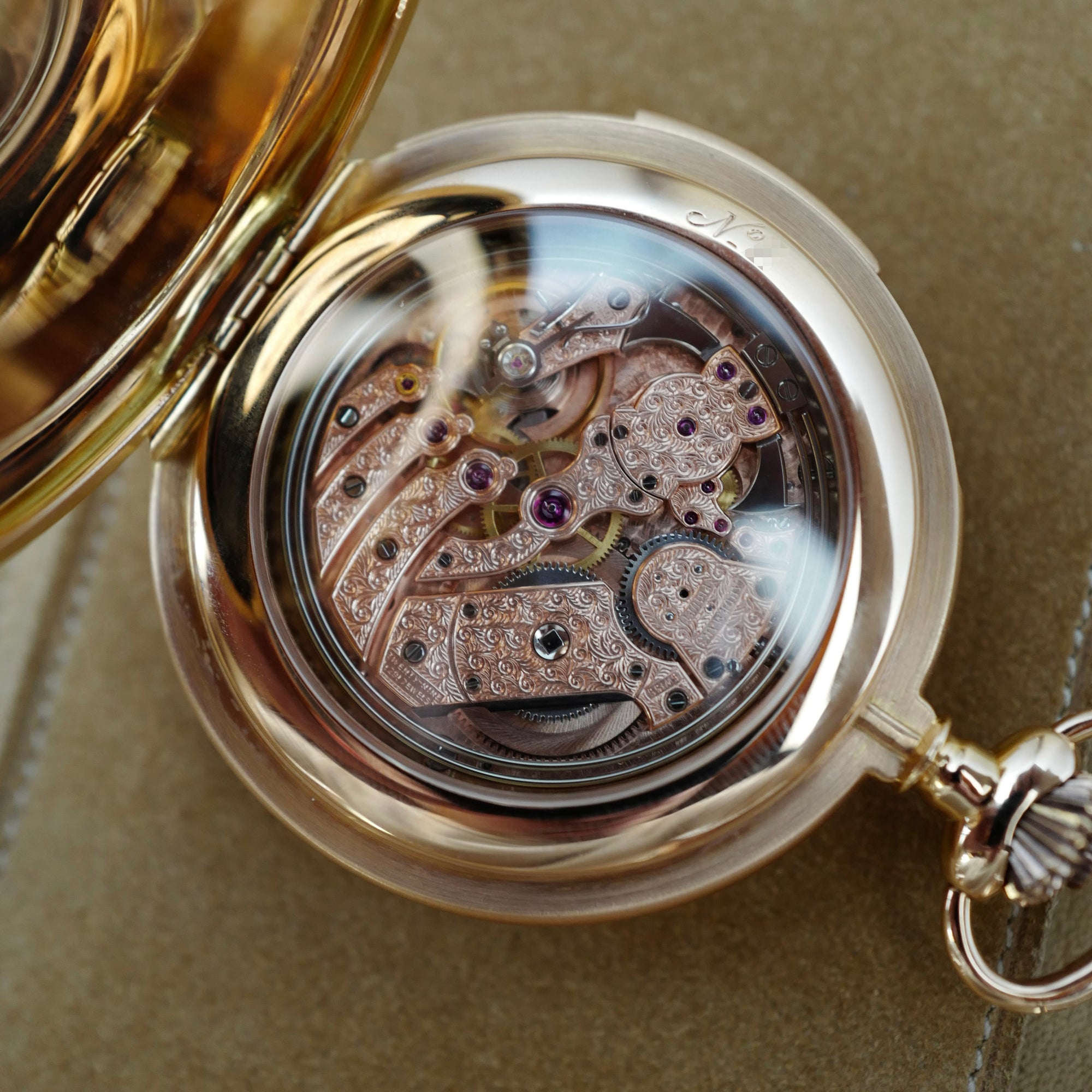 Audemars Piguet Pink Gold Grand Complication Skeletonized Pocket Watch Ref. 25702