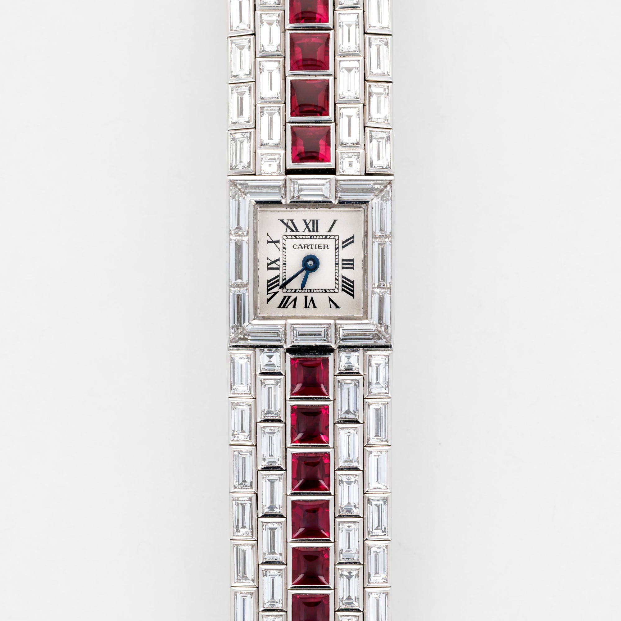 Cartier White Gold Diamond &amp; Ruby Lingot Watch