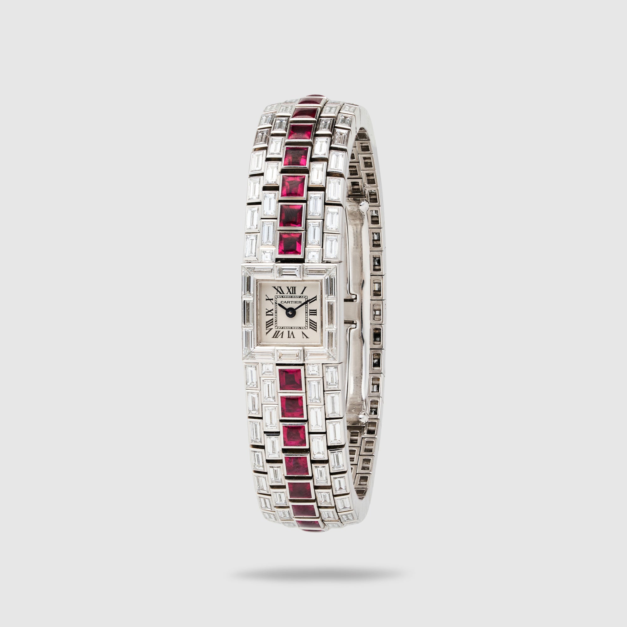 Cartier White Gold Diamond &amp; Ruby Lingot Watch