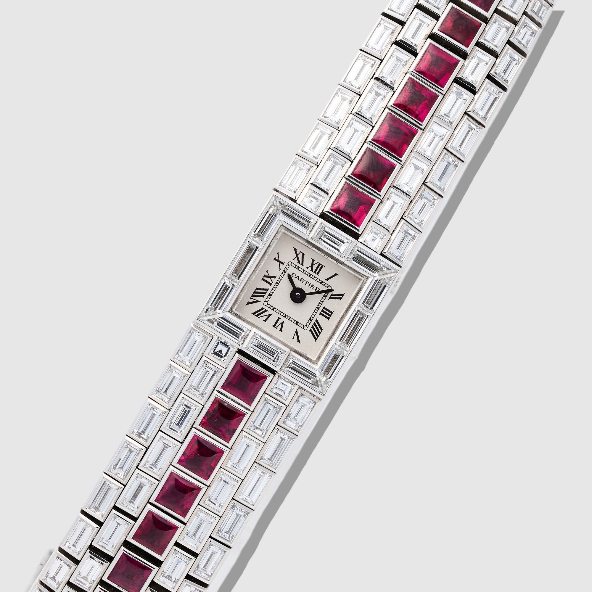 Cartier White Gold Diamond &amp; Ruby Lingot Watch