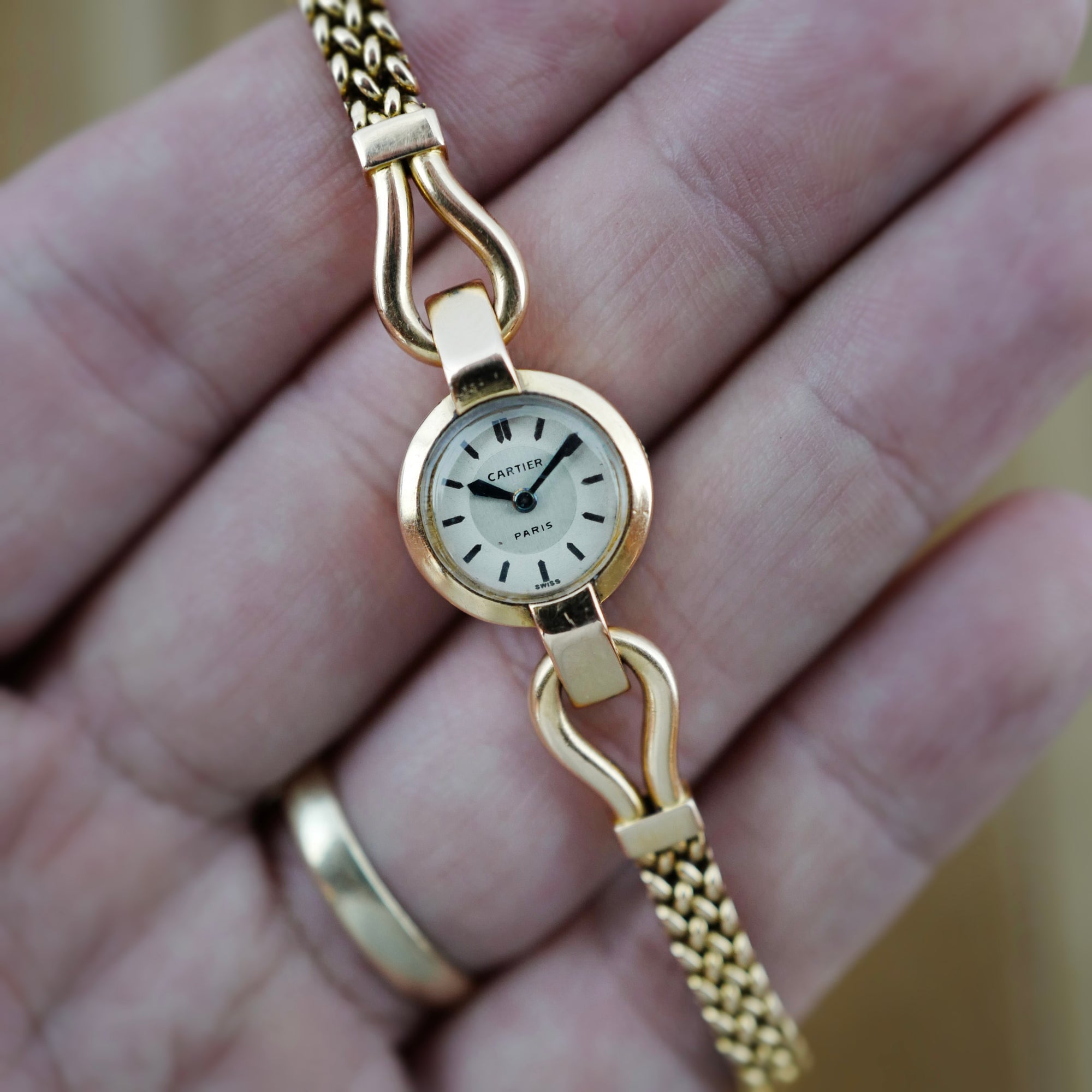 Cartier Paris Yellow Gold Bracelet Watch with Backwind (New Arrival)