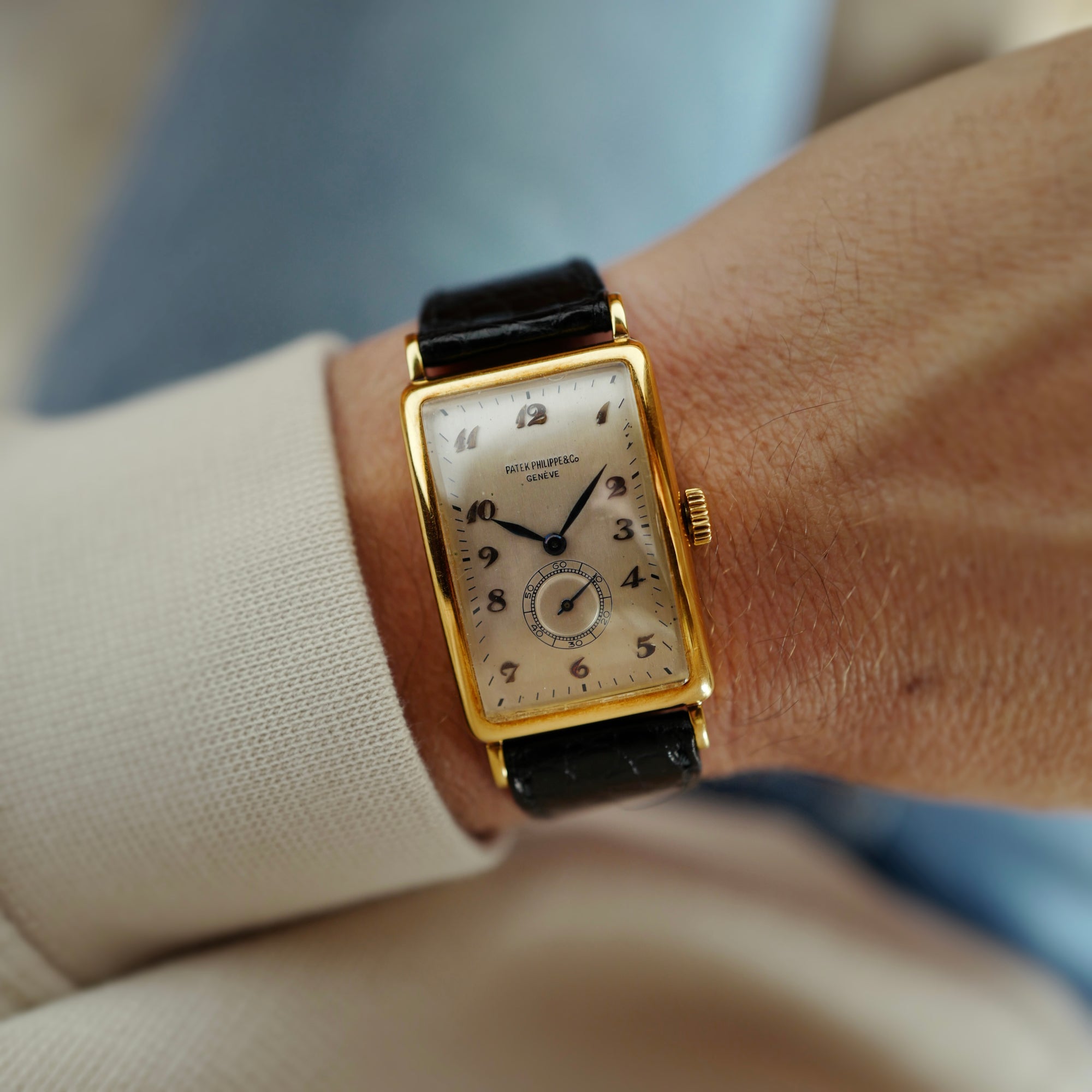 Patek Philipppe Yellow Gold Rectangular Breguet Numerals Watch Ref. 431 (New Arrival)