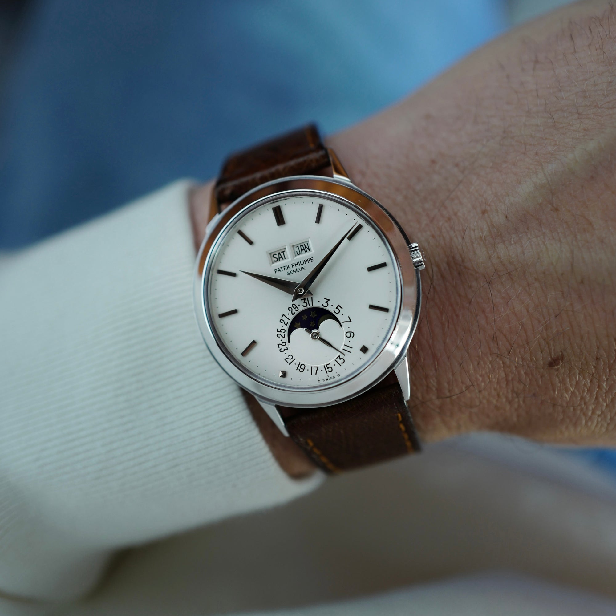Patek Philippe White Gold Perpetual Calendar Watch Ref. 3448