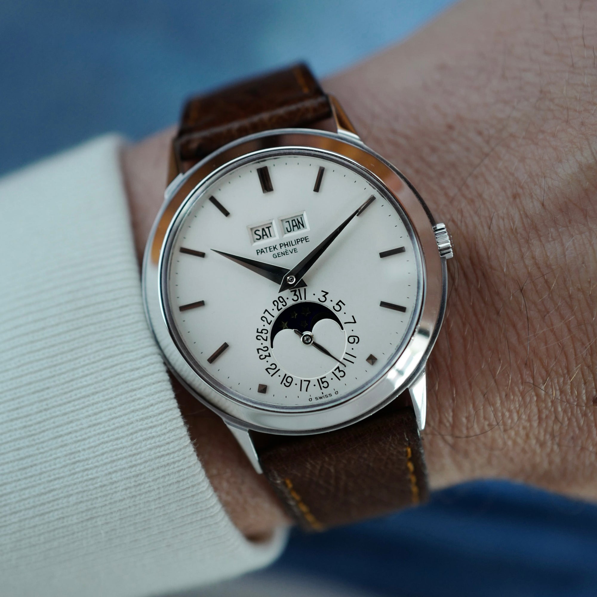 Patek Philippe White Gold Perpetual Calendar Watch Ref. 3448