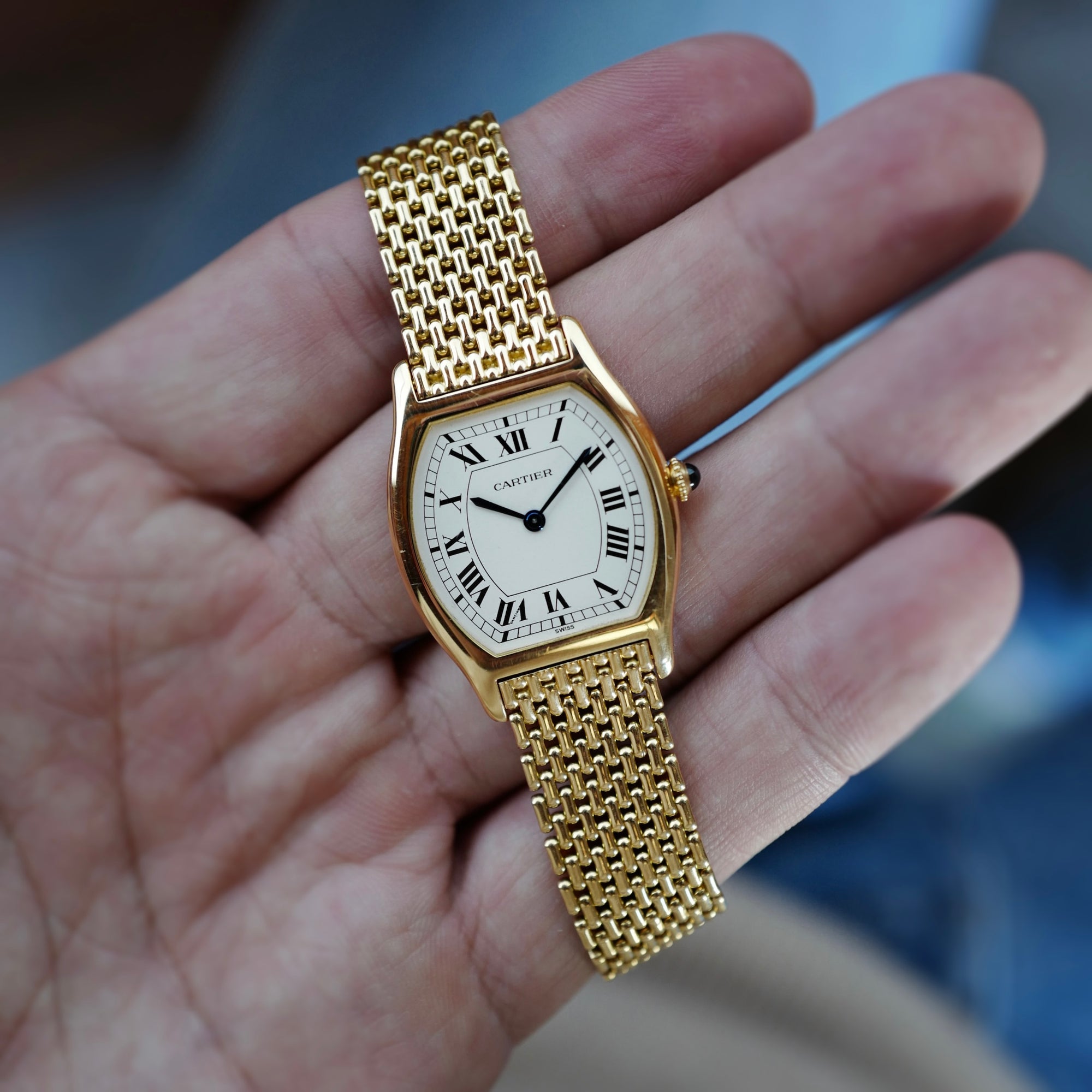 Cartier Yellow Gold Tortue Paris Mecanique Ref. 96081 (New Arrival)