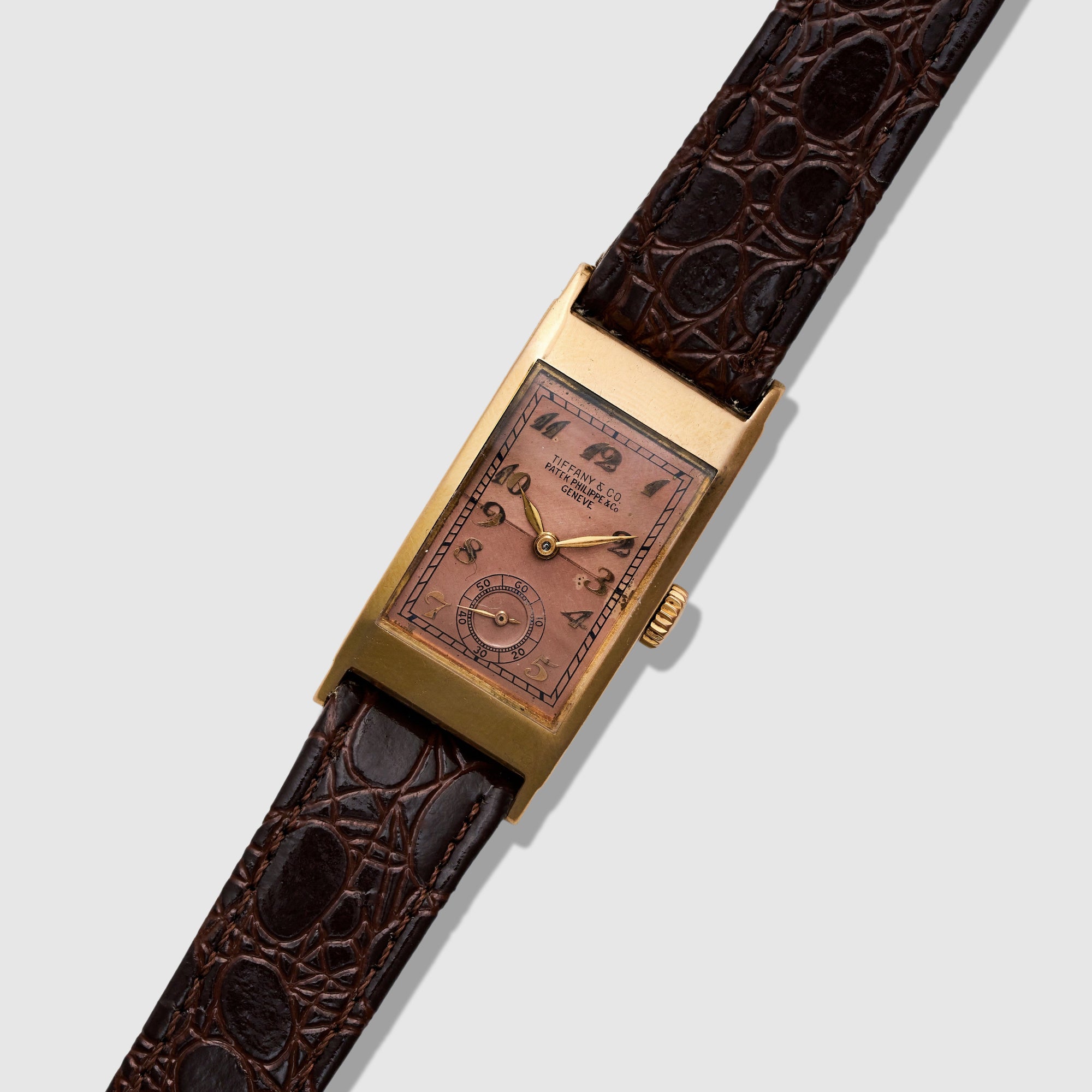 Patek Philippe Pink Gold Rectangular Watch Ref. 425 Retailed by Tiffany &amp; Co.