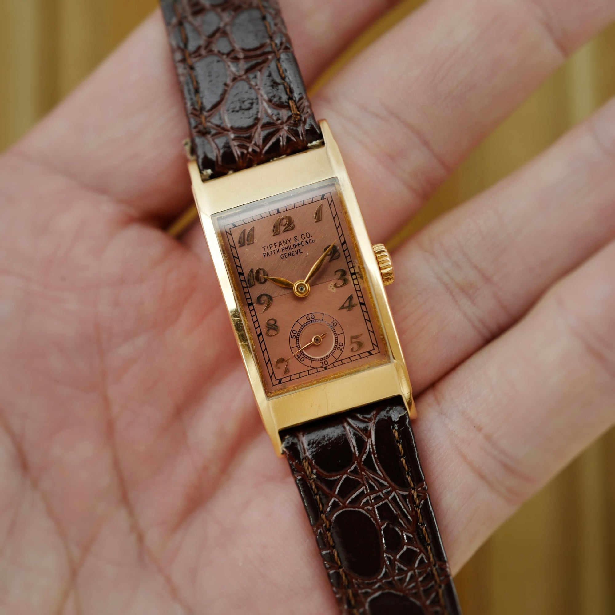 Patek Philippe Pink Gold Rectangular Watch Ref. 425 Retailed by Tiffany &amp; Co.